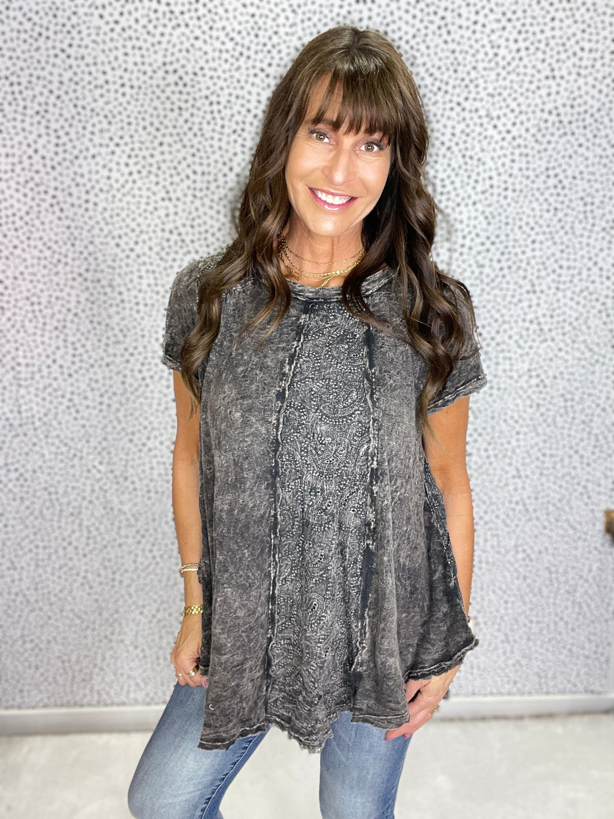 Paisley Haze Mineral Washed Tunic Top In 2 Colors *Final Sale*