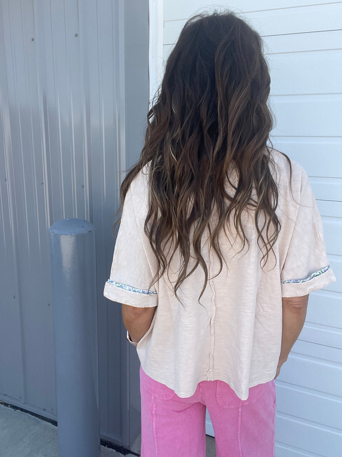 Bloom With Love Flower Patch Top In 6 Colors: Cream, Khaki, Slate, Magenta, Green, Pink *Final Sale*