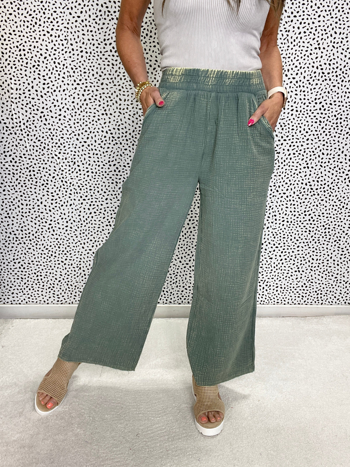 Prime Time Easy Fit Gauze Pants In 3 Colors *Final Sale*