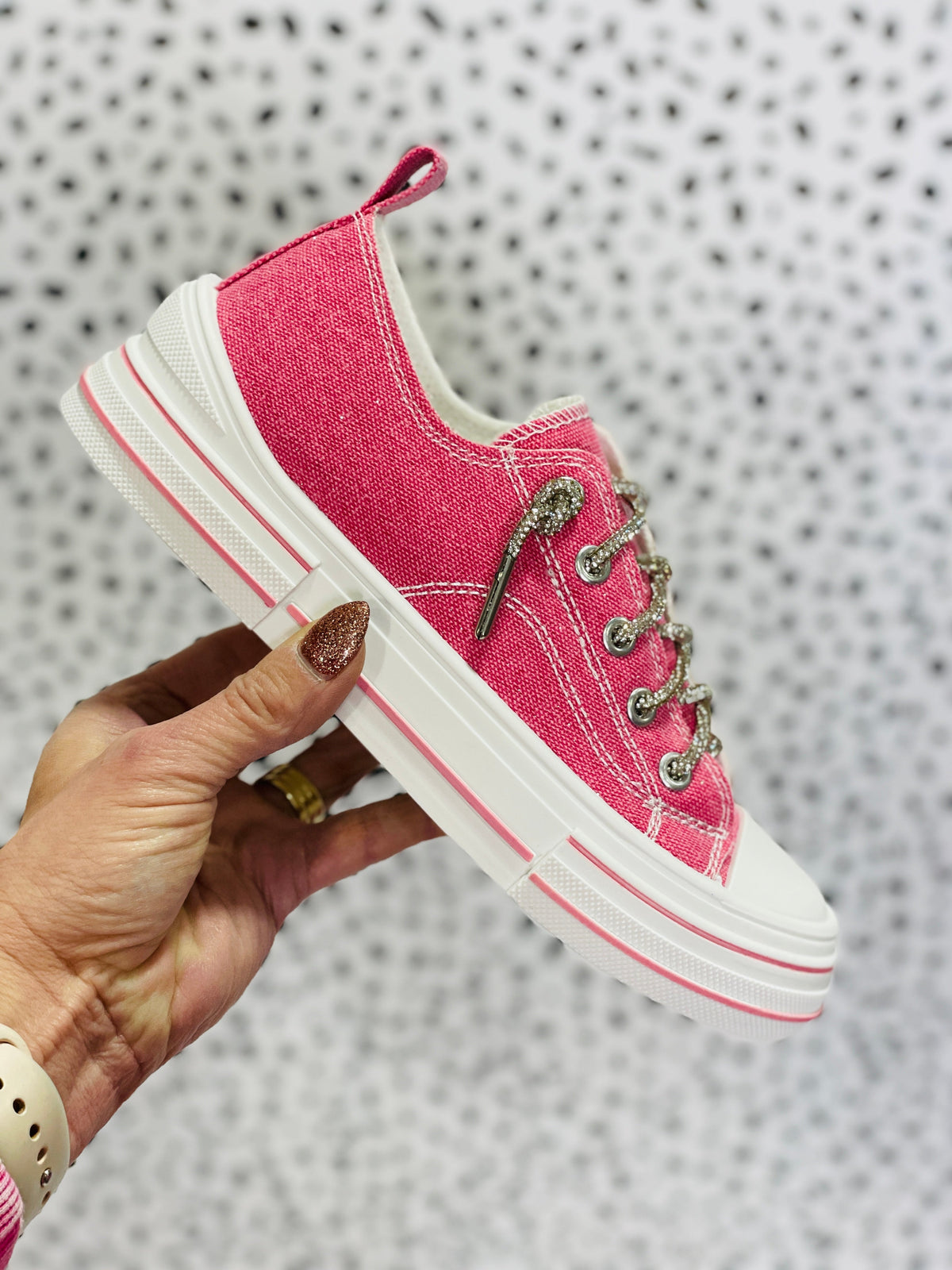 Very G Aman Sparkle Pink Bling Lace Sneakers *Final Sale*