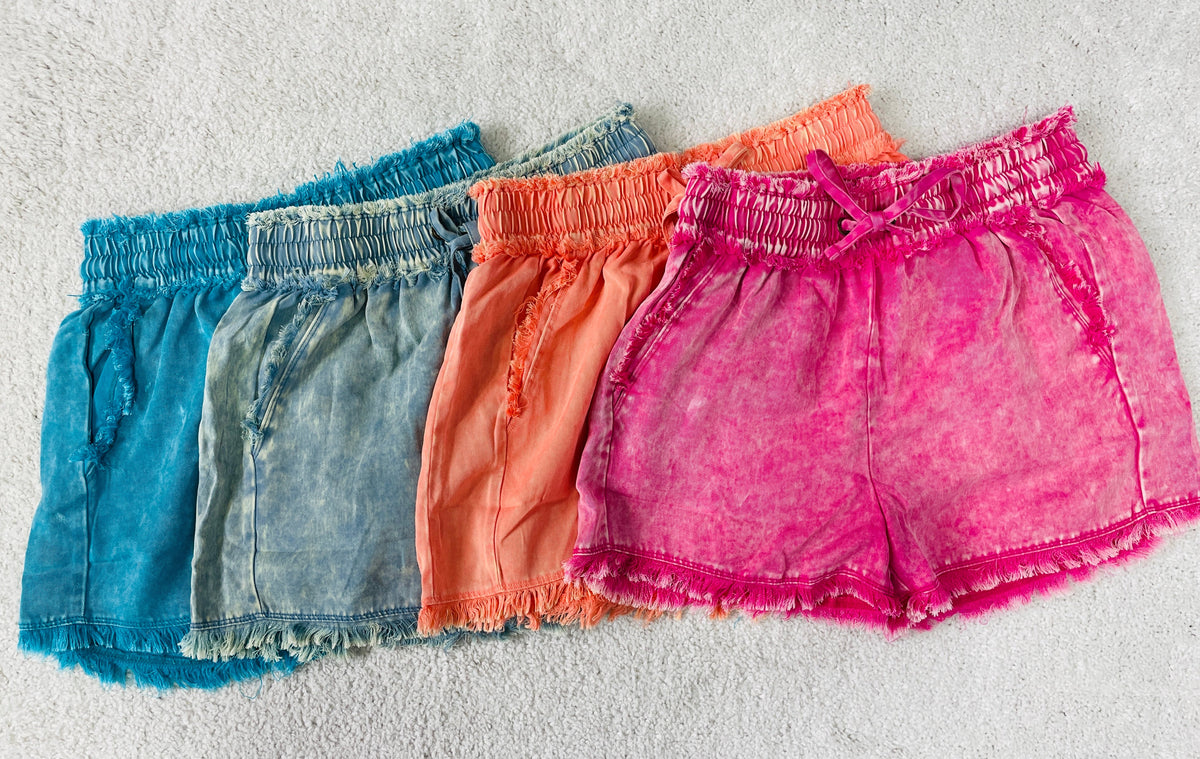 Perfect Comfort Mineral Washed Shorts In 4 Colors *Final Sale*
