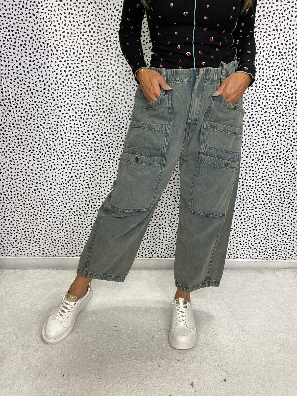 Oli & Hali Mineral Washed Wide Leg Cargo Jean In 2 Colors *Final Sale*