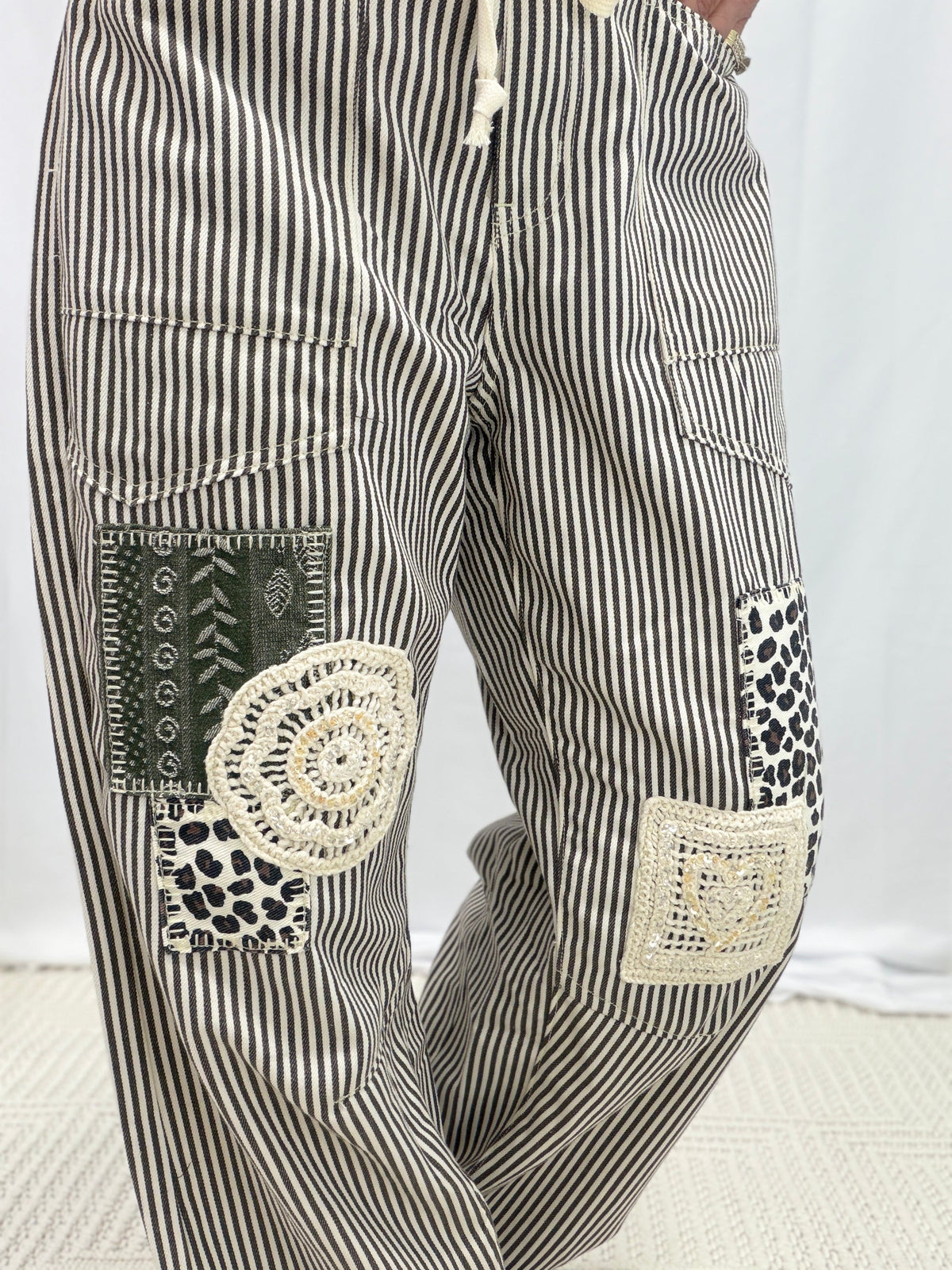 POL Whole Sky Patchwork Detail Pants In 2 Colors