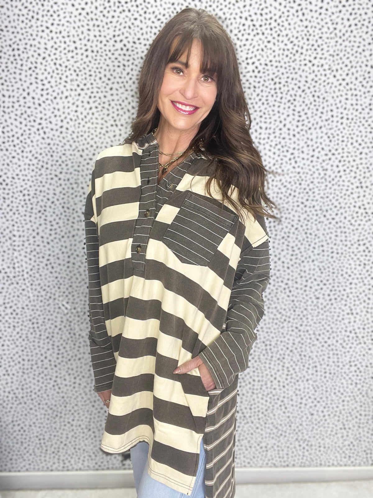 Laid Back Moments Long Sleeve Hooded T-Shirt In Black *Final Sale*