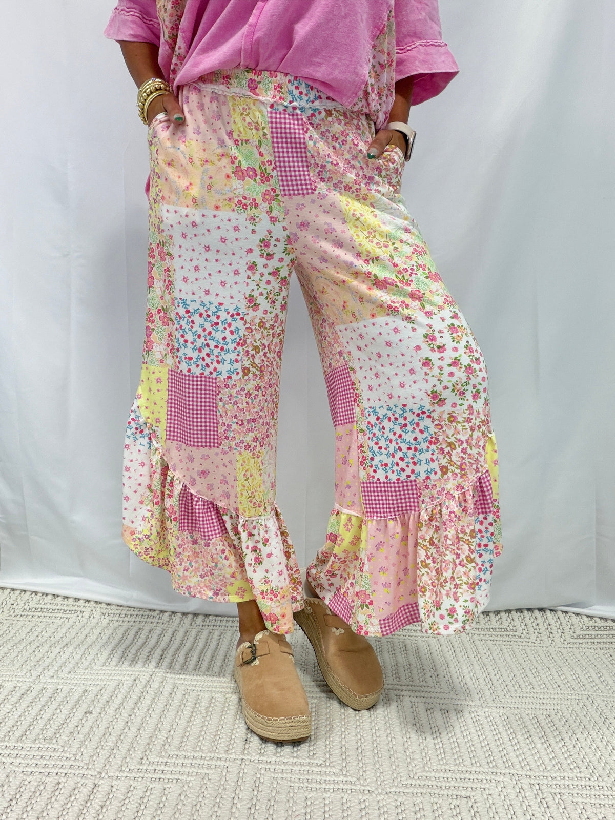 Spring Picnic Patch Ruffle Pants In 2 Colors *Final Sale*