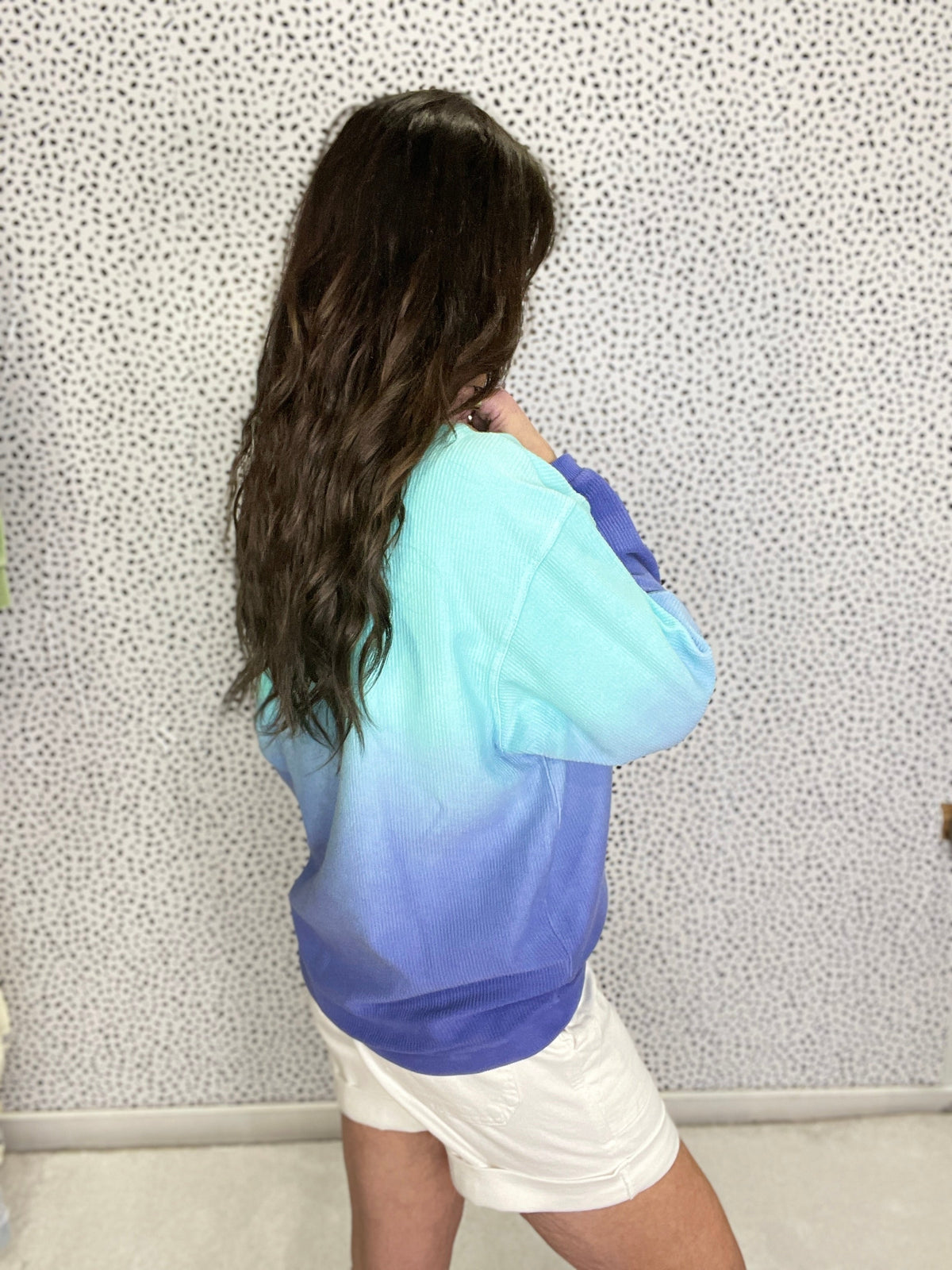 Spring Snow Washed Corded Crewneck Dip Dye In 2 Colors