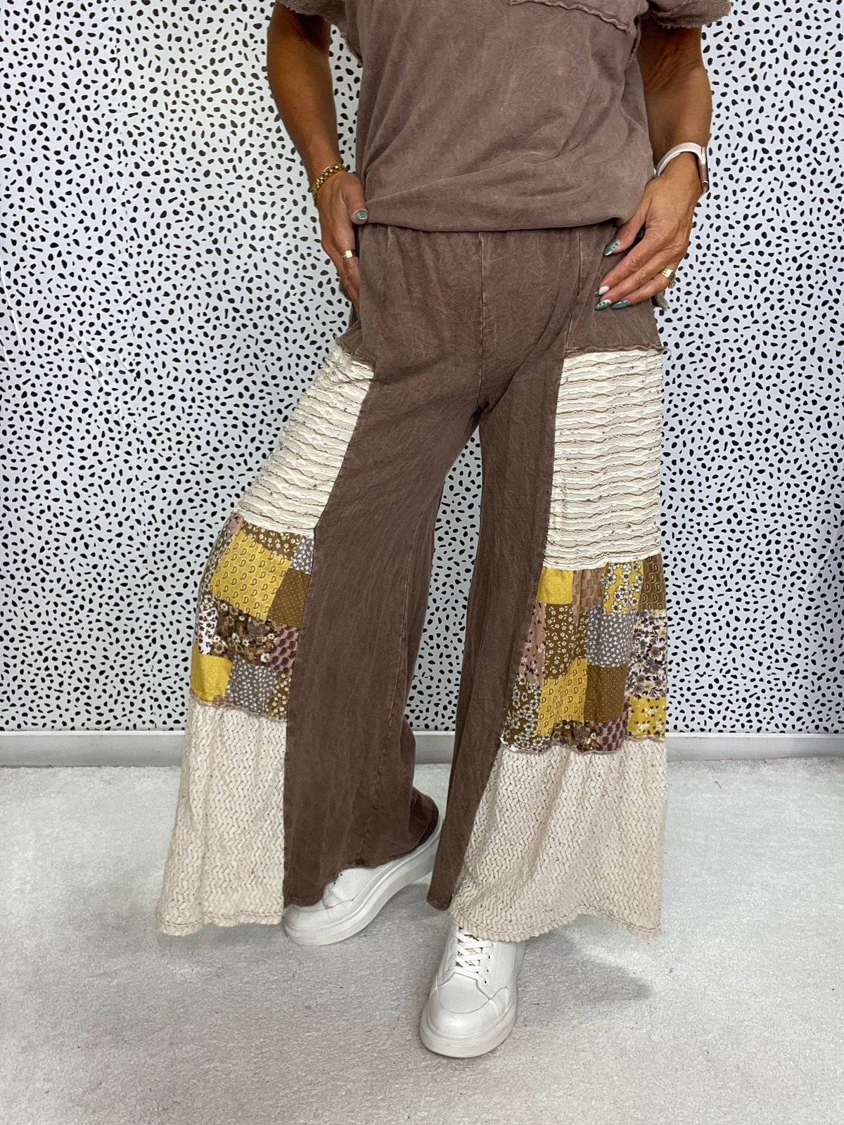 Risky Business Patchwork Boho Tiered Pants In 2 Colors