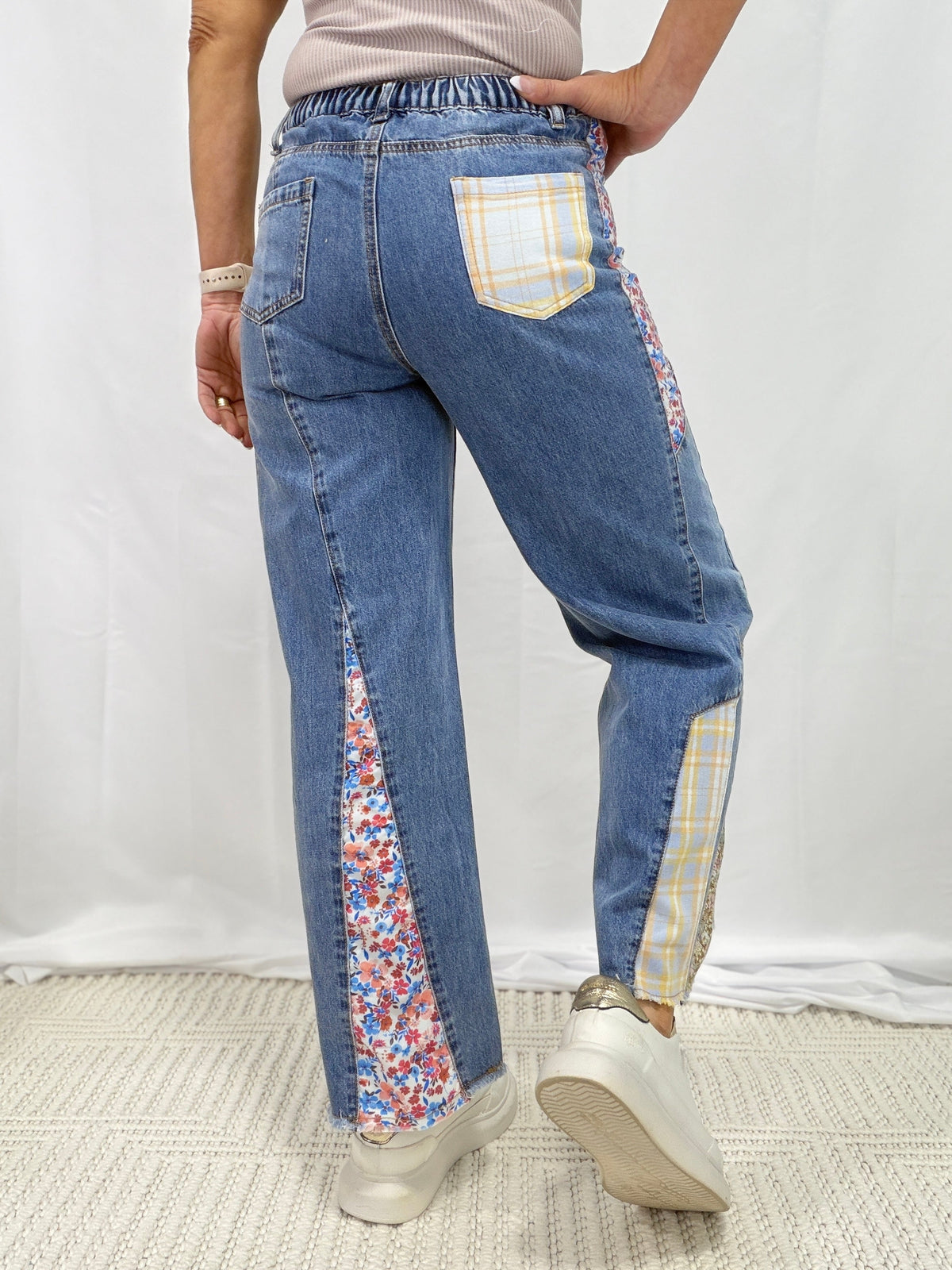 Wildflower Wanderer Patchwork Pants In Denim