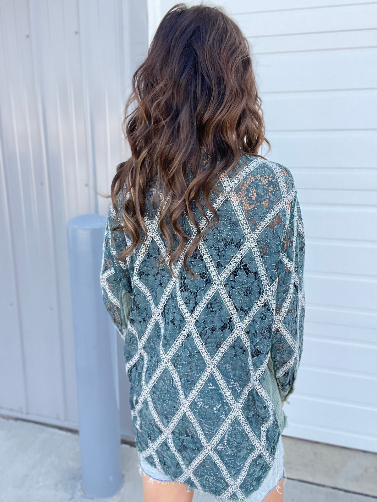 Oli & Hali Layer It Up Mineral Washed Button Up Top In Green *Final Sale*