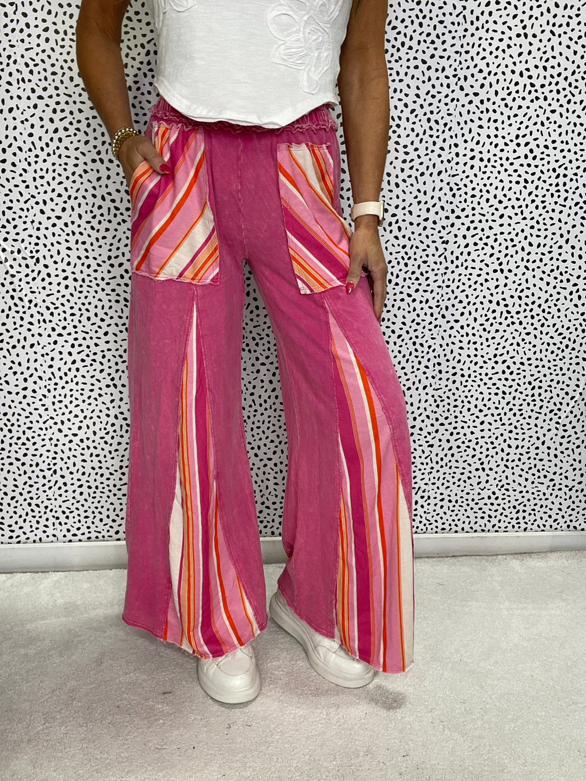 Take A Walk With Me Stripe Detail Flare Pants In 3 Colors *Final Sale*