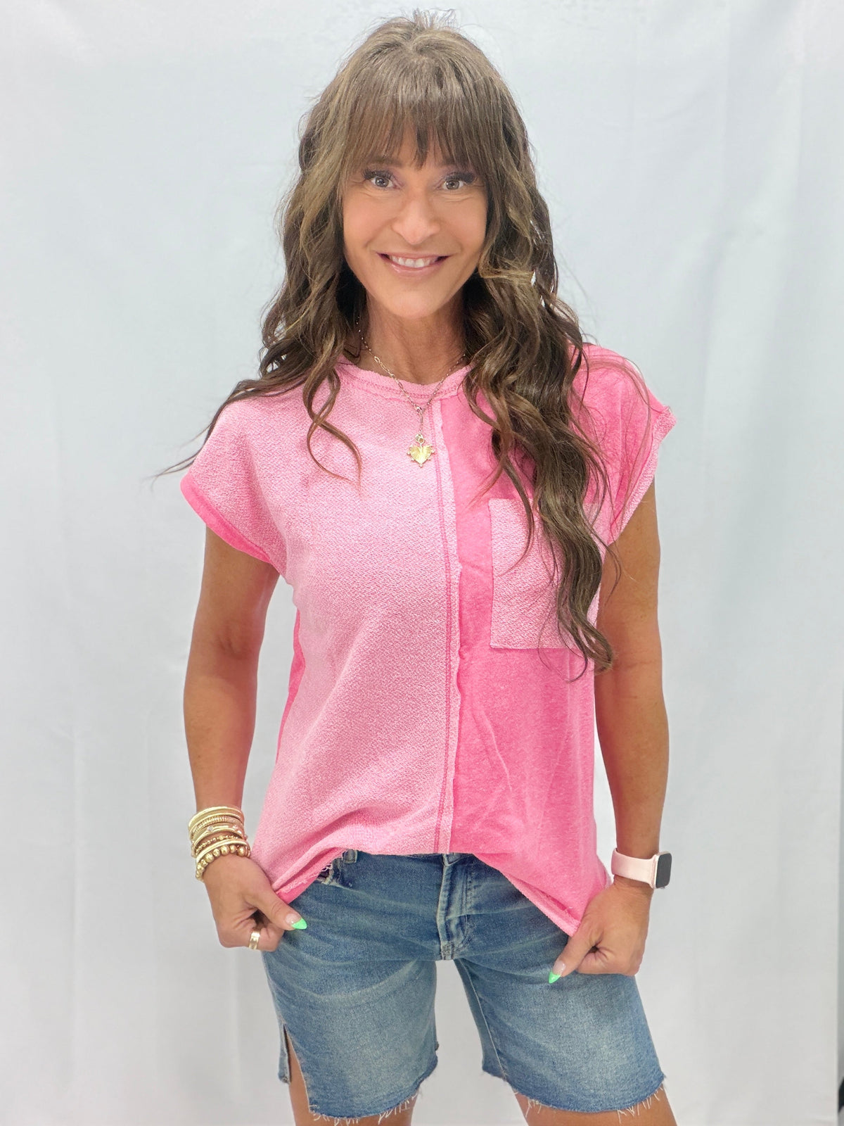 Sweetest Sentiment Reverse Contrast Pocket Top In 3 Colors