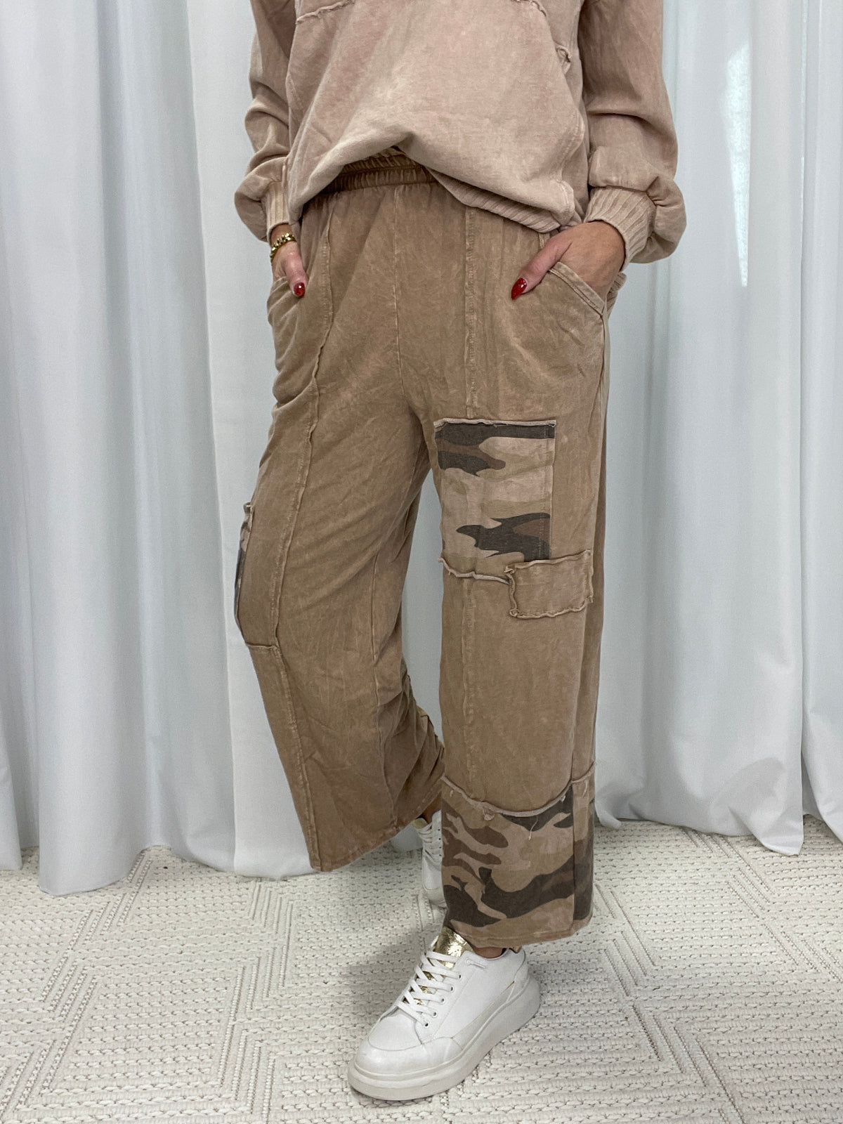 Enjoy Your Day Camo Patch Pants In 4 Colors