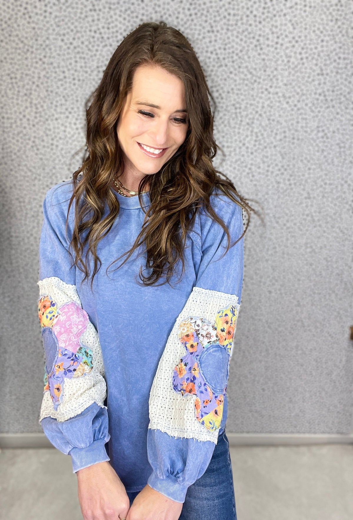 Still Playing Floral Patch Long Sleeve Top In 5 Colors *Final Sale*