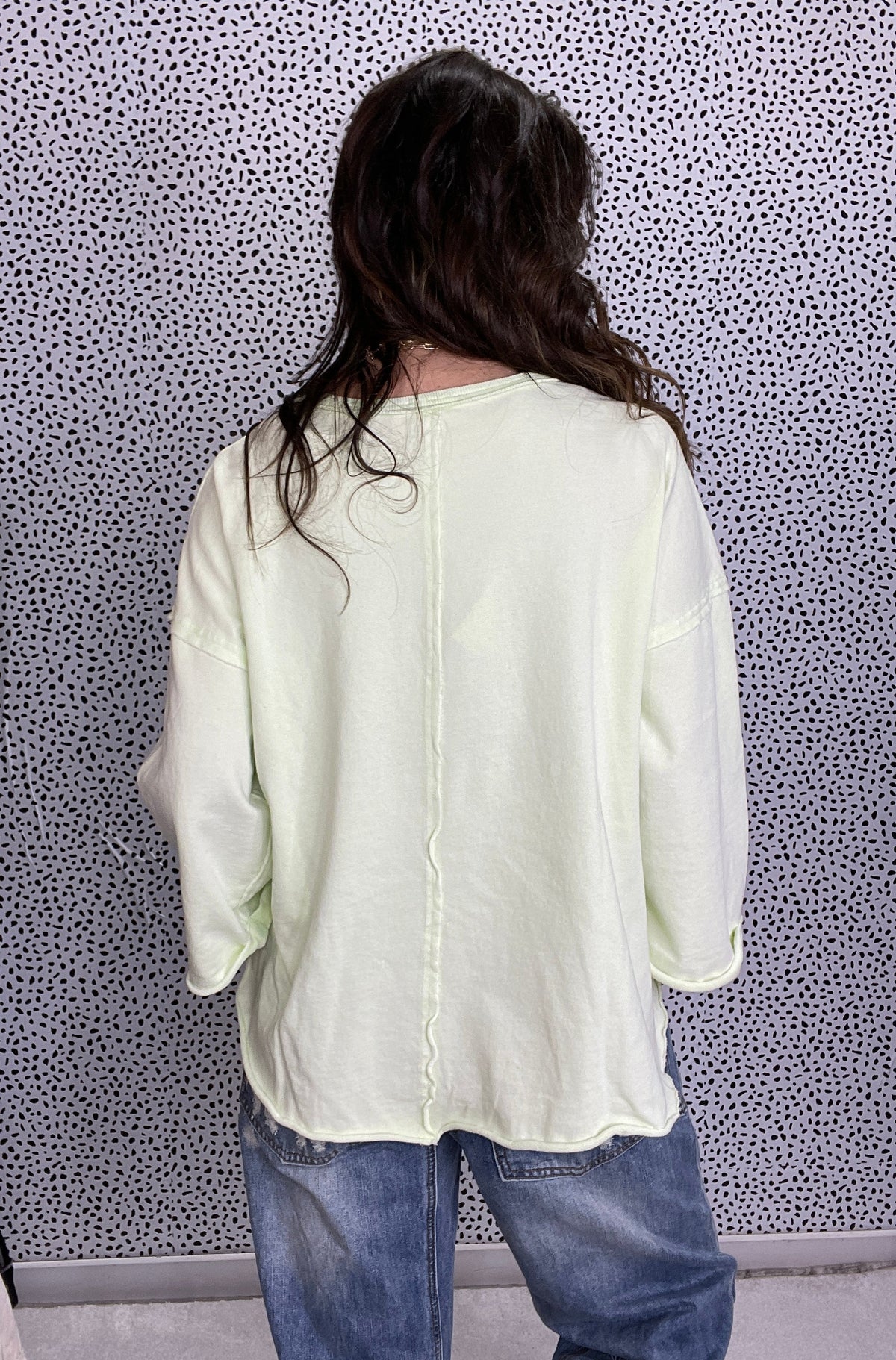 Tranquility Peace Sign Mineral Washed Terry Knit Top In 3 Colors