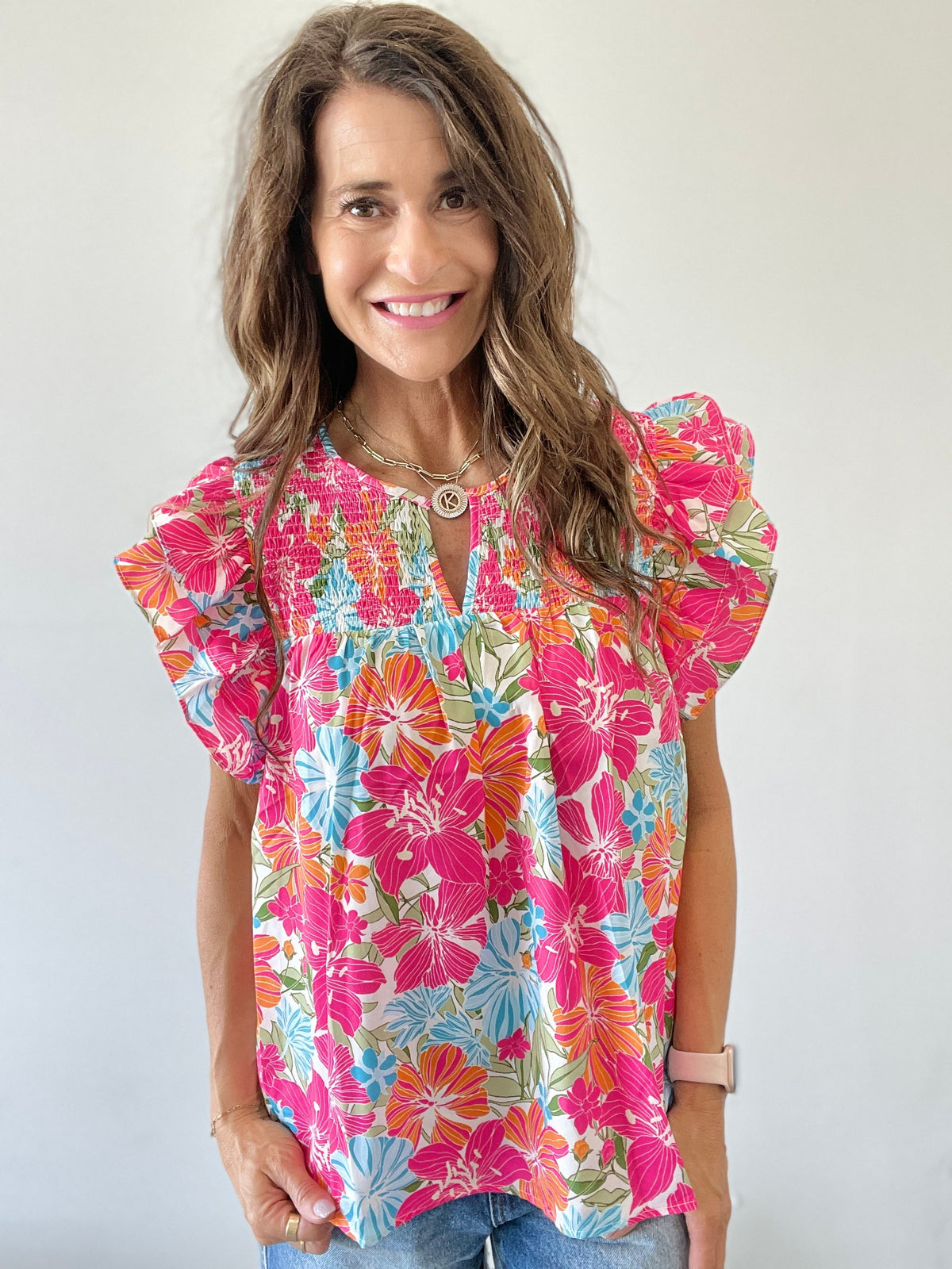 Floral Bliss Ruffle Short Sleeve Top *Final Sale*