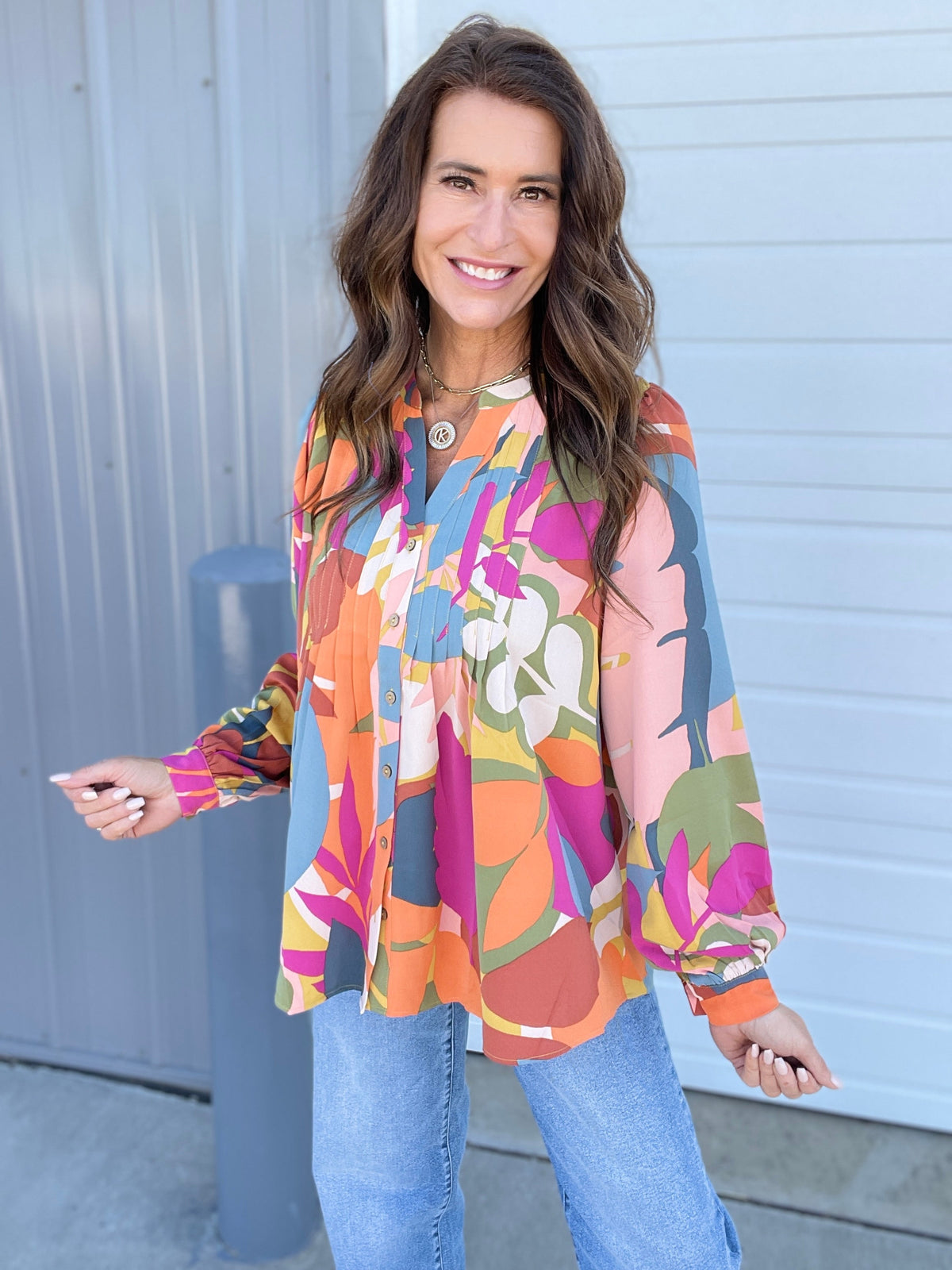 Day Is Bright Button Down Top In 3 Colors: Magenta, Mocha, Peach *Final Sale*