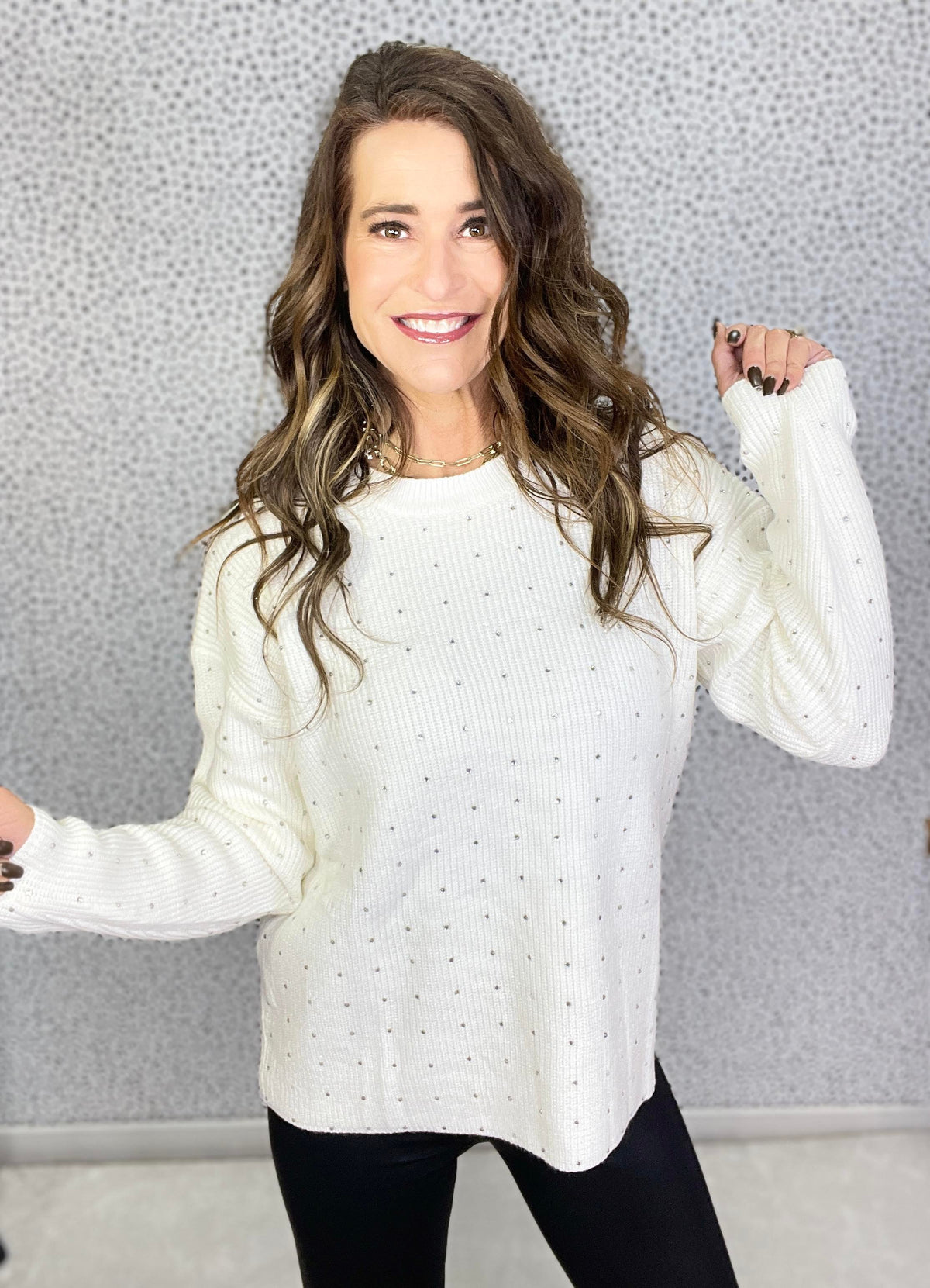 Time To Shine Rhinestone Detail Sweater