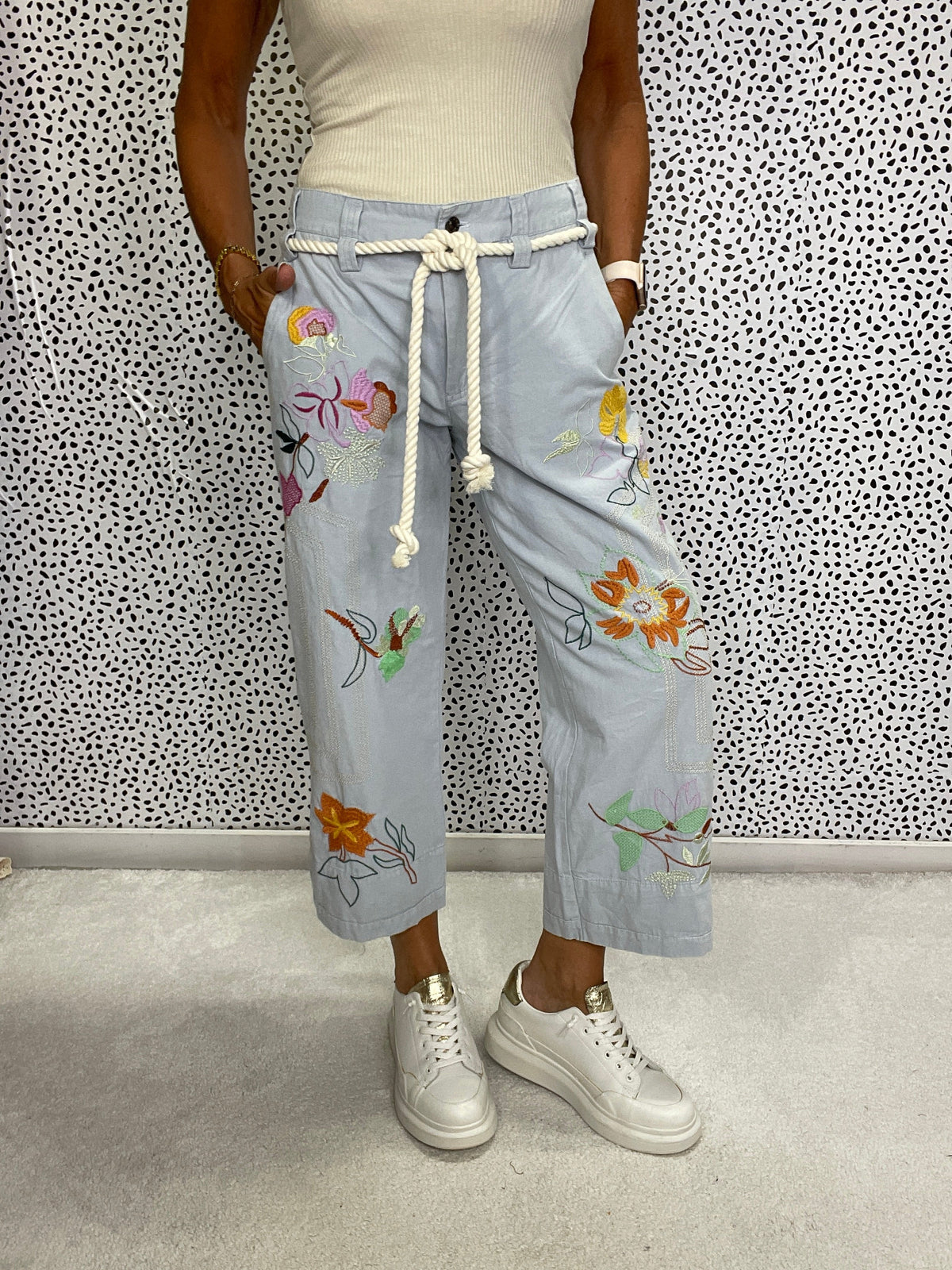 Blossom Breeze Embroidered Pants