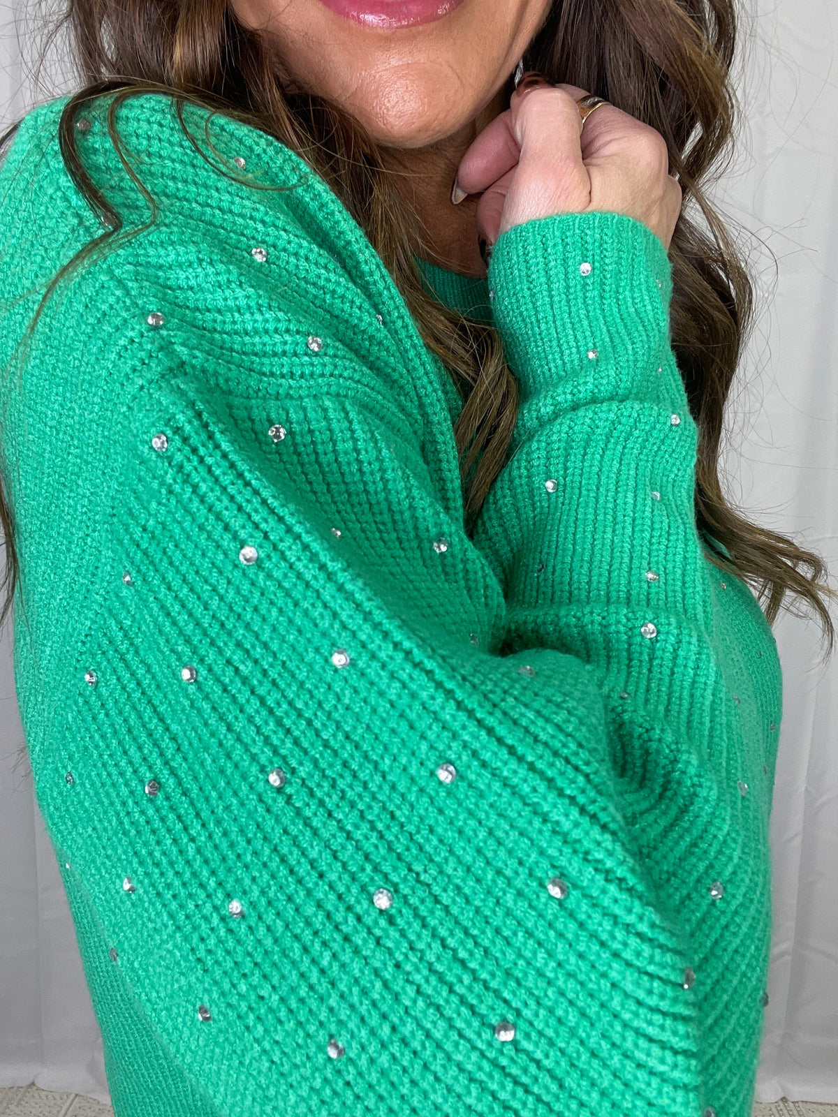 Time To Shine Rhinestone Detail Sweater
