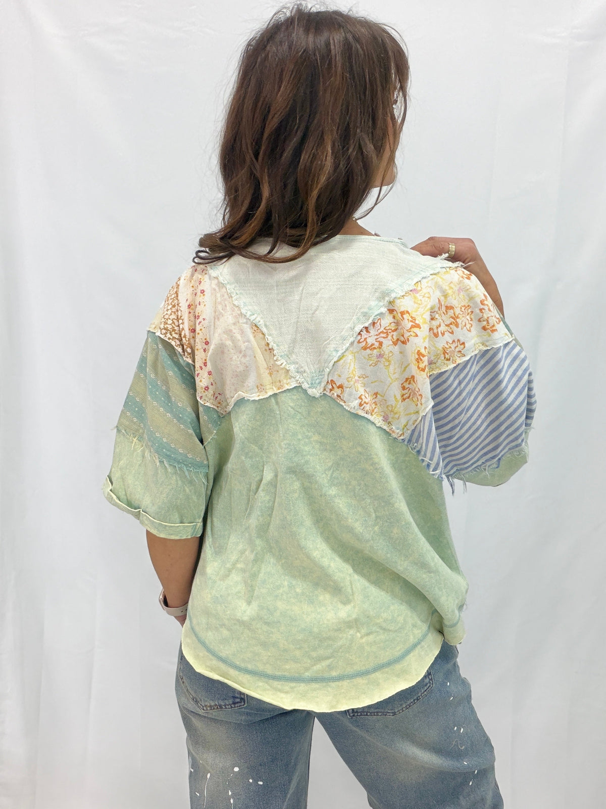 Oli & Hali Surprise For You Washed Half Placket Henley Neck Top *Final Sale*