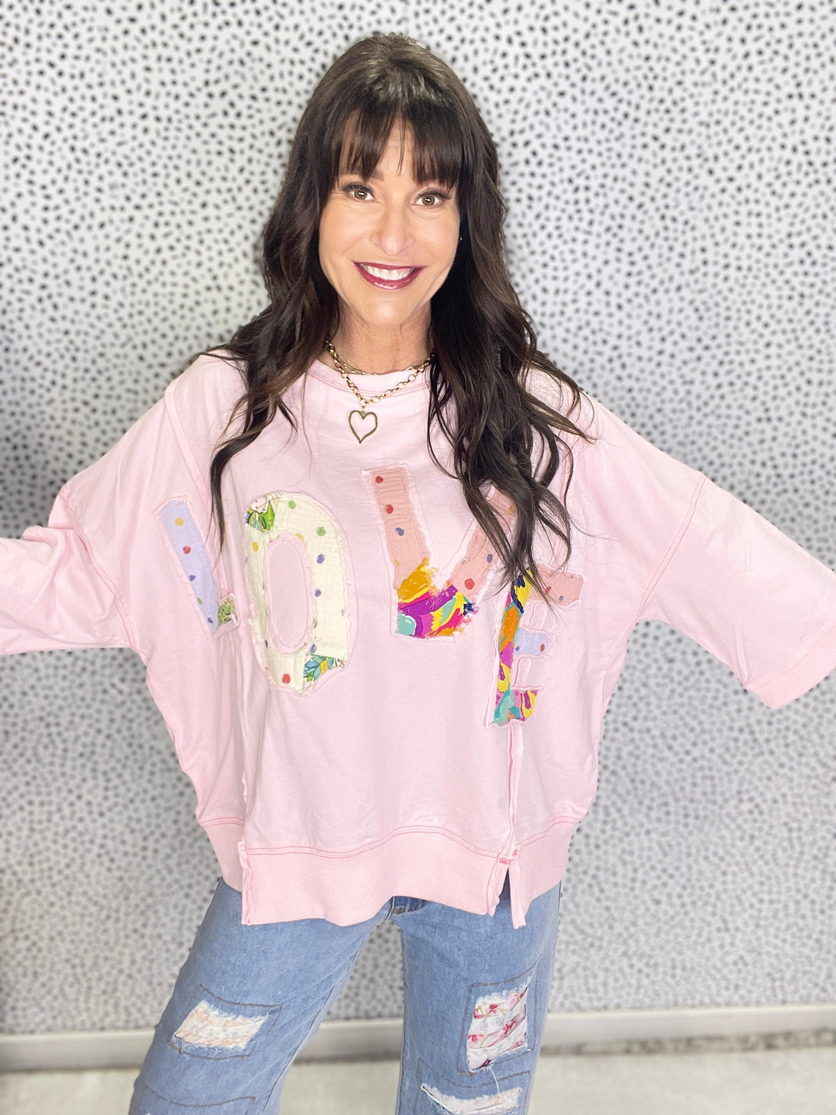 Love All Around Love Patch Terry Knit Pullover In 6 Colors