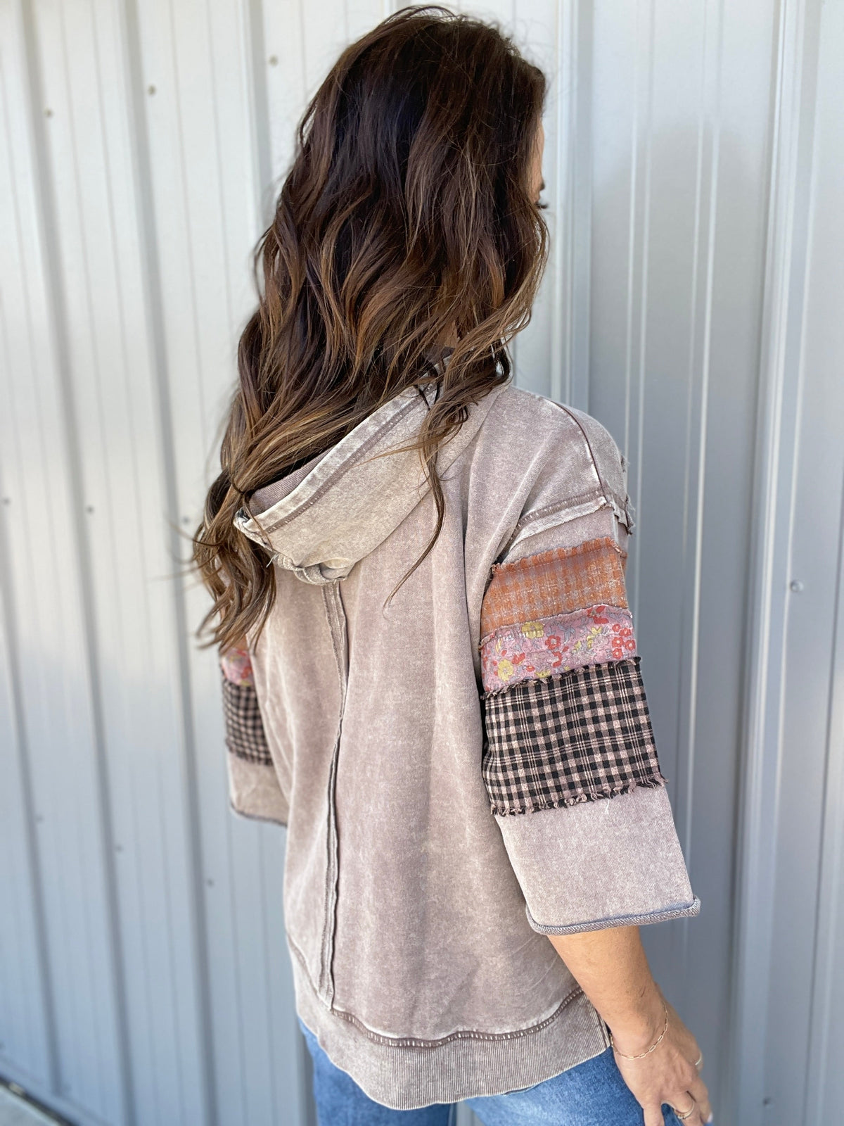 See The Truth Print Mix Hoodie In 5 Colors: Mocha, Green, Orange, Taupe, Ecru *Final Sale*