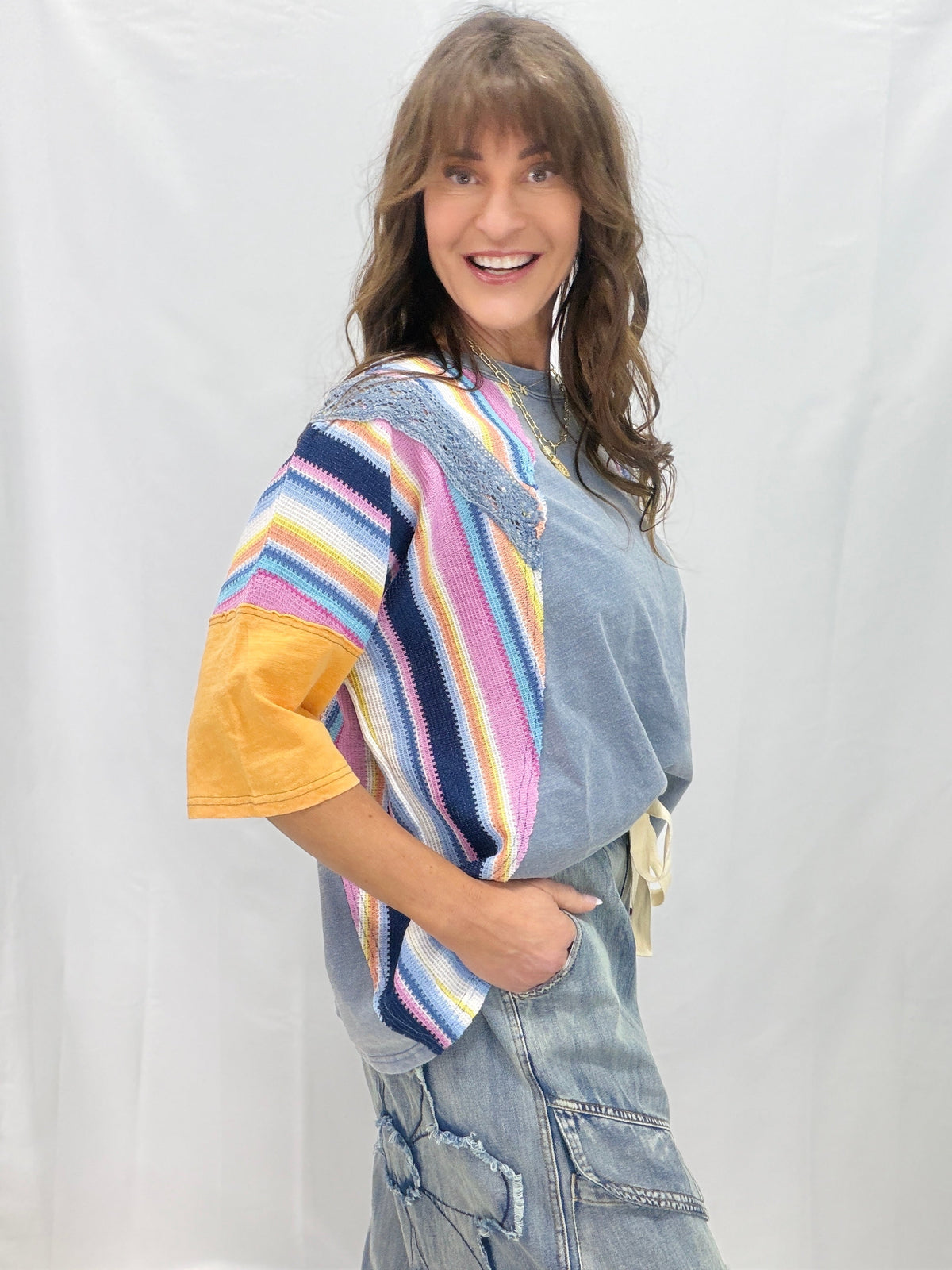 Sunset Serape Contrast Top in 2 Colors