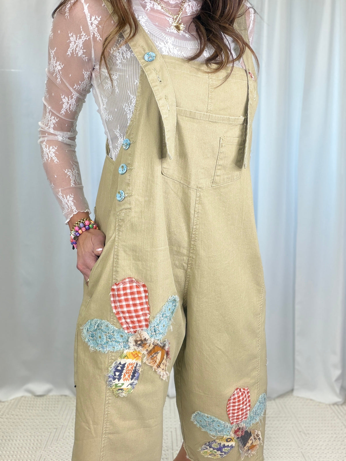Bloomfield Patchwork Denim Overalls In 2 Colors