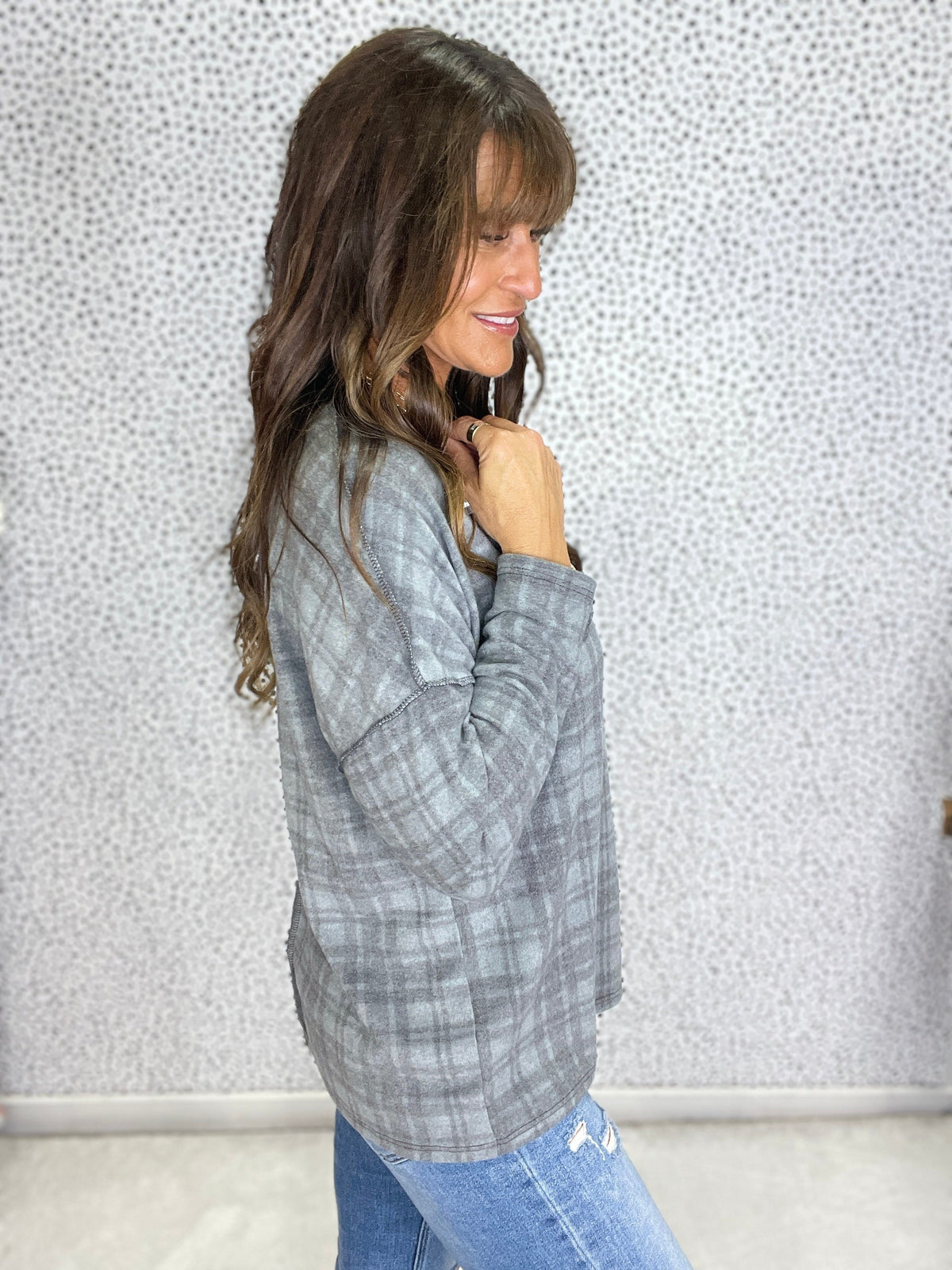 Faded Days Plaid Top in Grey *Final Sale*