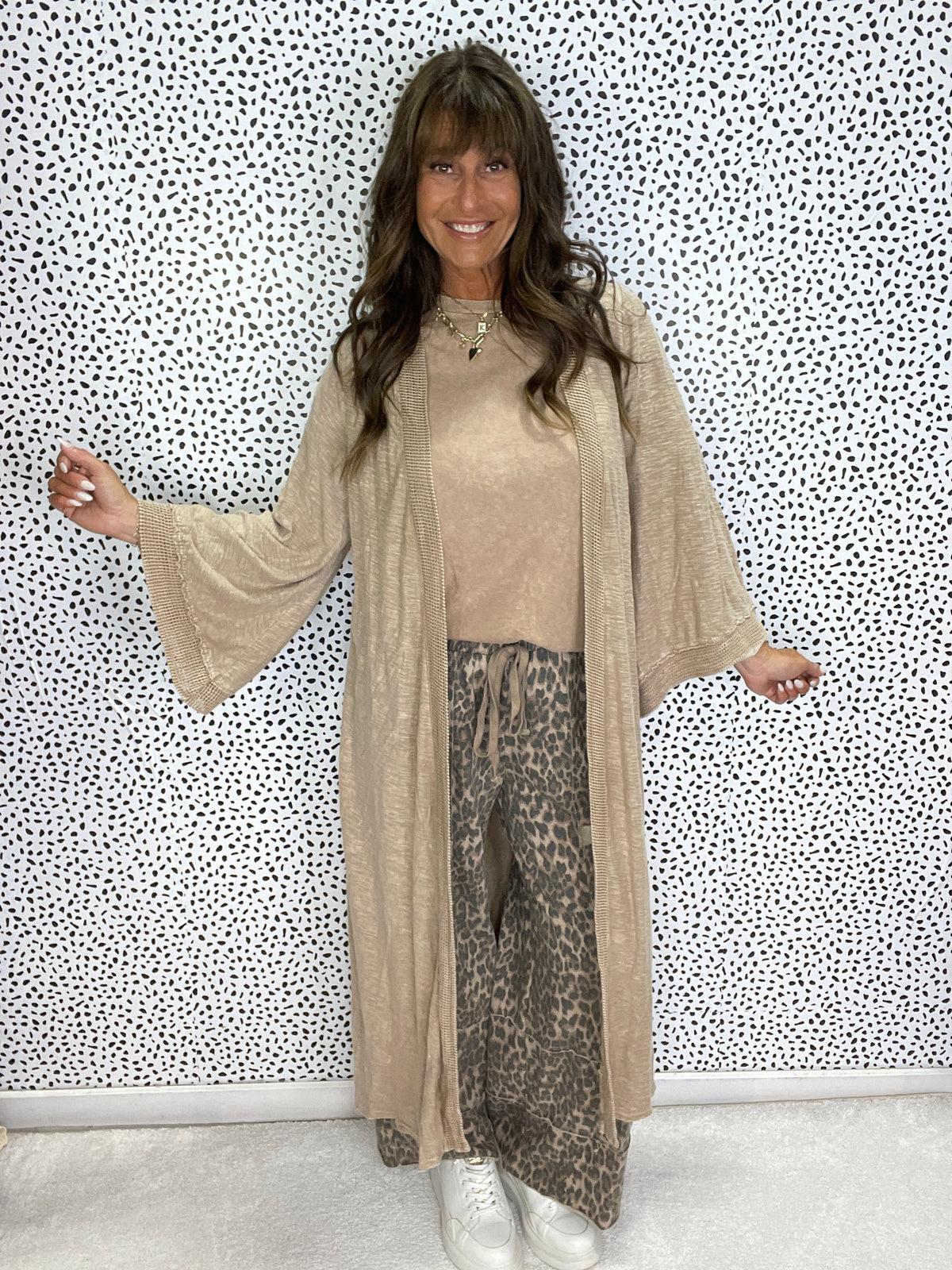 Off Duty Mineral Wash Kimono In Taupe *Final Sale*