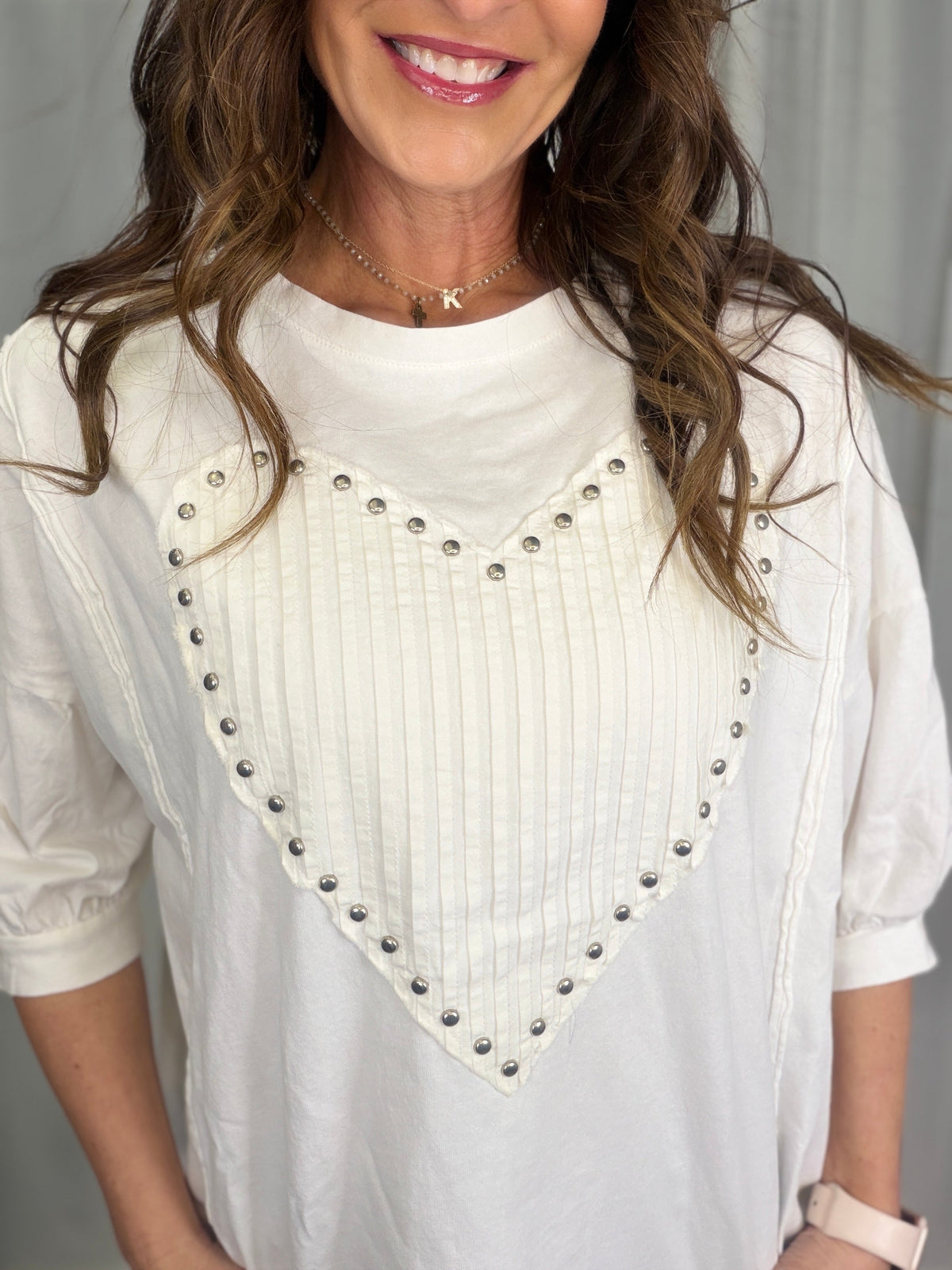 Charming Ways Heart Patch Top In 2 Colors