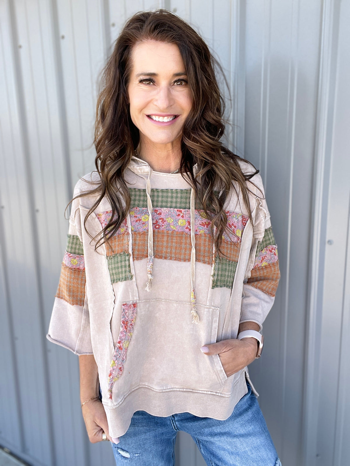See The Truth Print Mix Hoodie In 5 Colors: Mocha, Green, Orange, Taupe, Ecru *Final Sale*