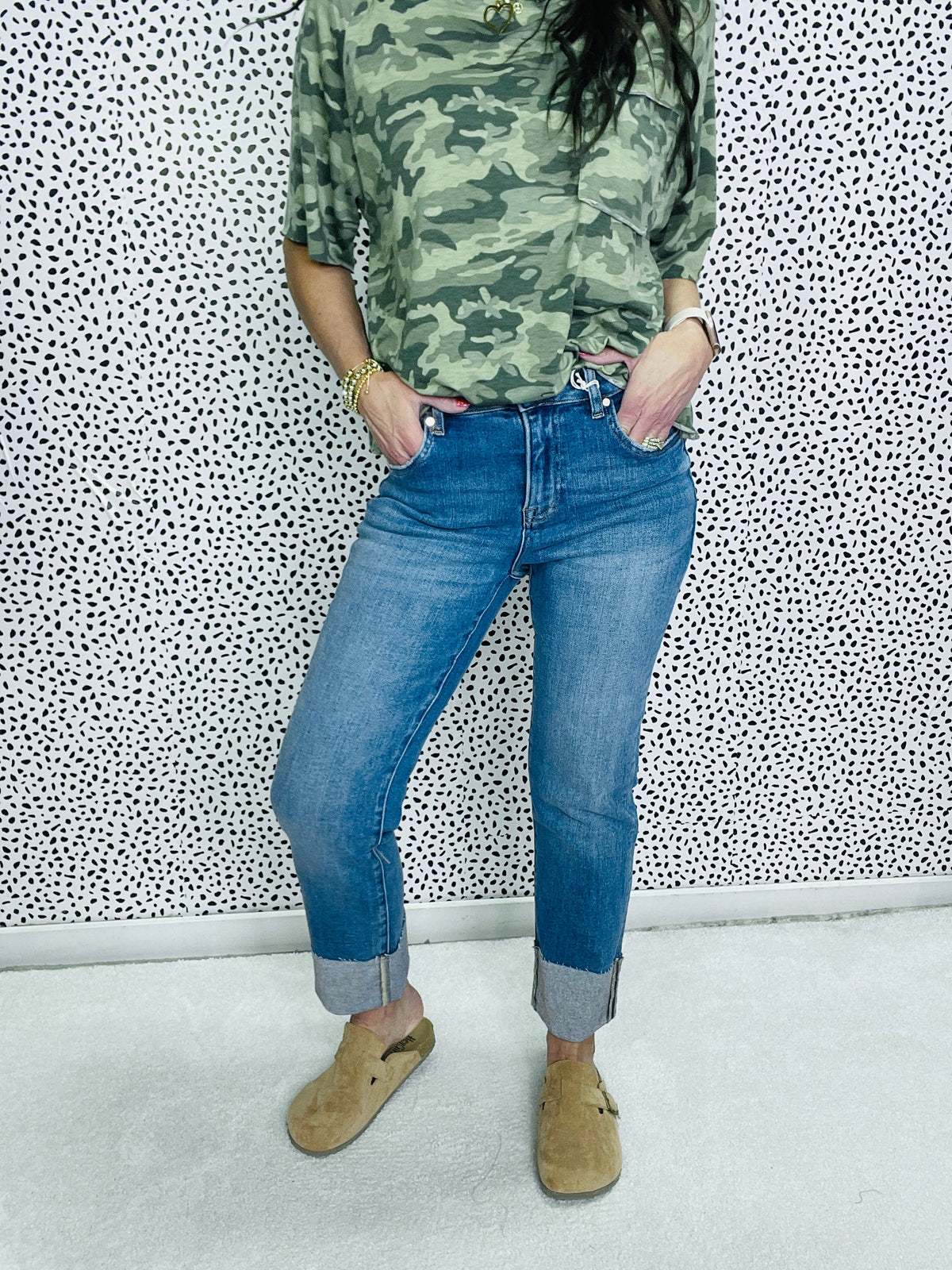 Darcy High Rise Straight Leg Jeans With Rolled Hem 153 In 2 Colors