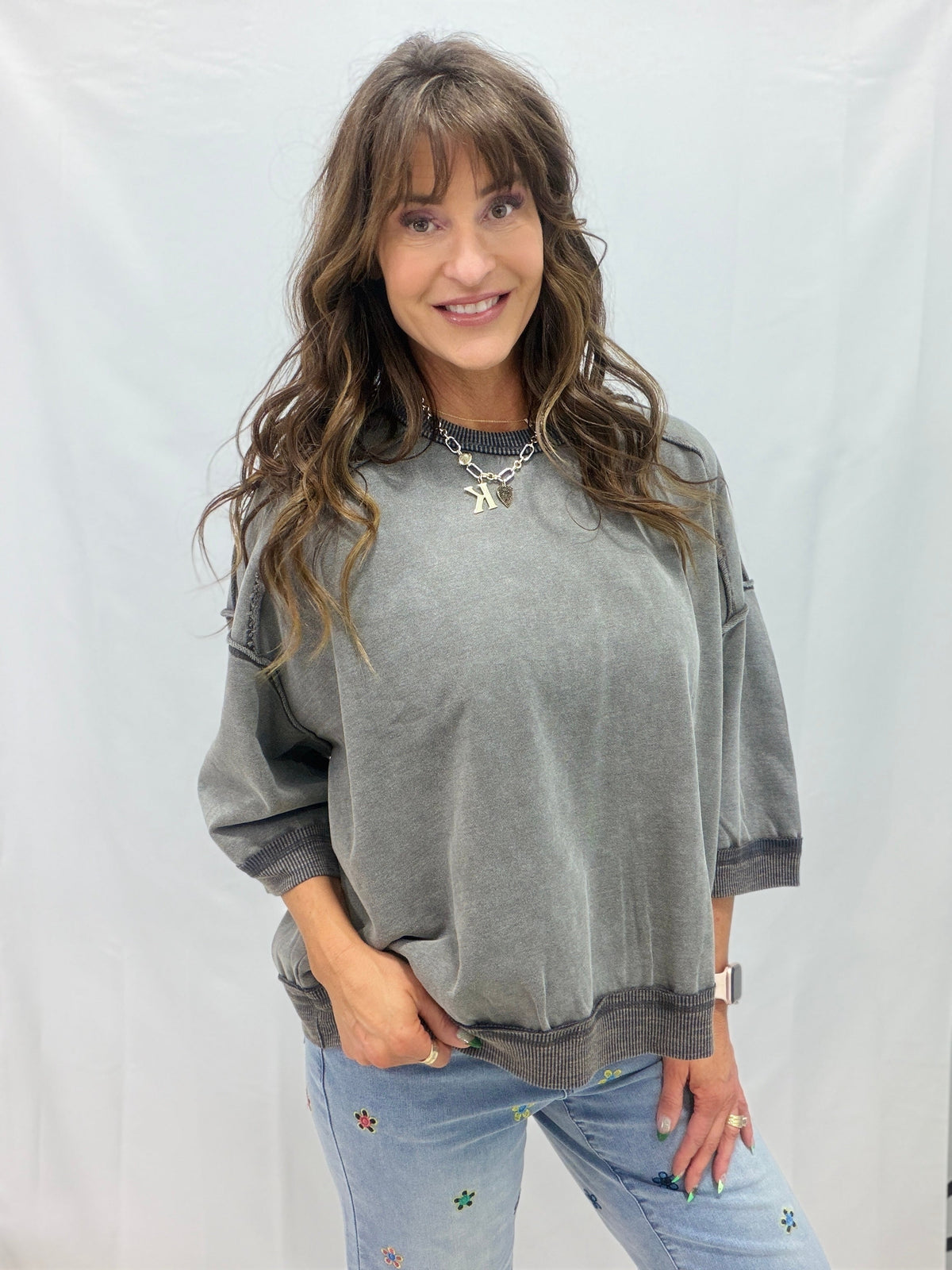 Washed Terry Pullover In 2 Colors