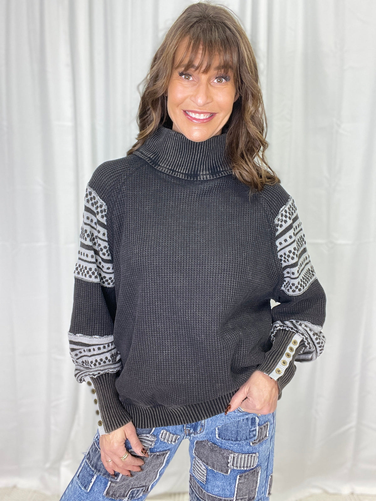 Oli & Hali Just A City Girl Mock Neck Thermal Top *Final Sale*