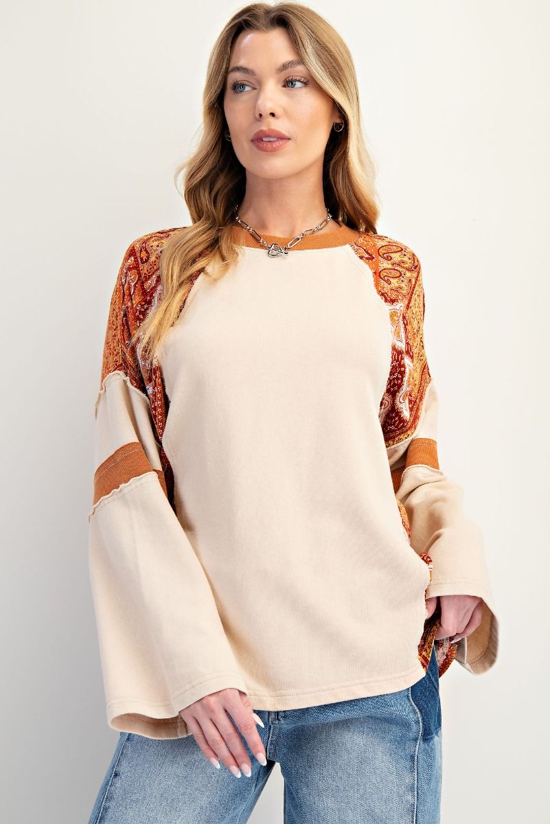 Paisley Pathway Pullover In Natural