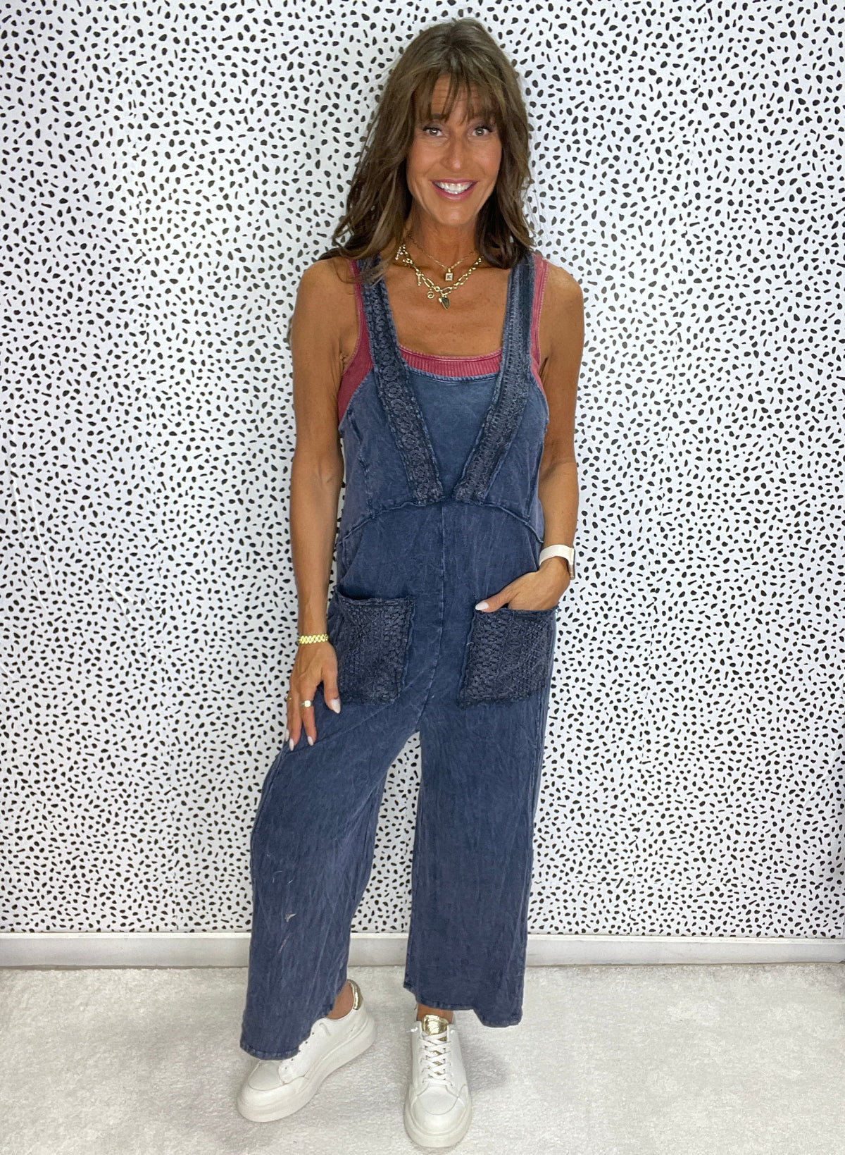 Moonlight Lace Mineral Washed Boho Jumper In 4 Colors *Final Sale*