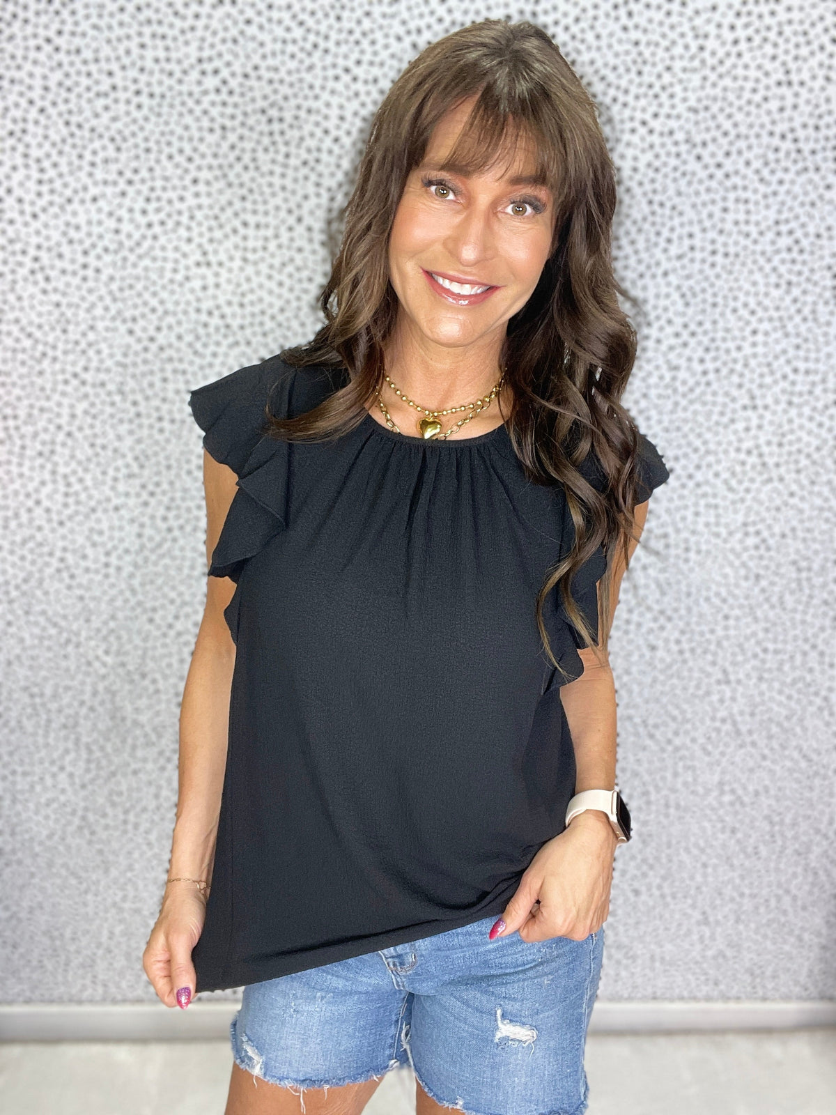 Leave It To Me Ruffle Sleeve Crinkle Top In 3 Colors *Final Sale*