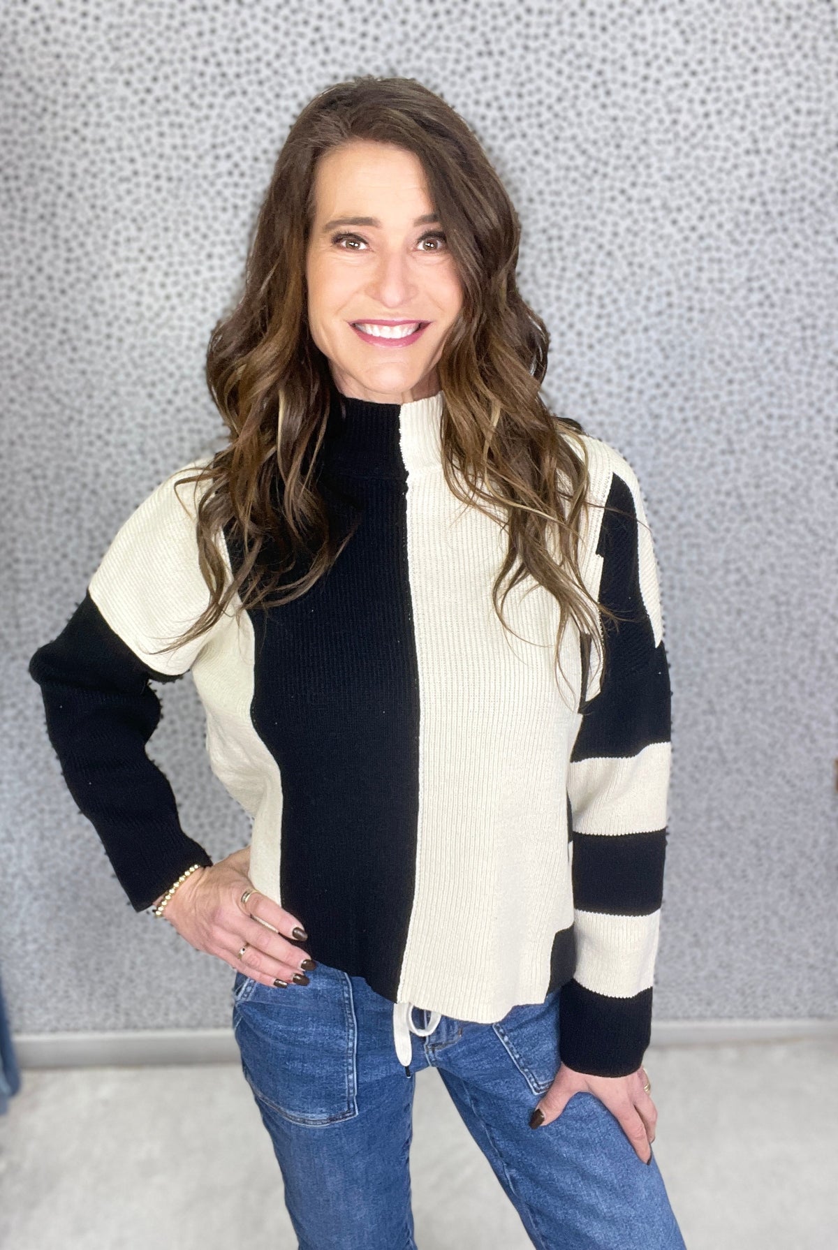 Secret To Hold Mock Neck Striped Sweater In 2 Colors *Final Sale*
