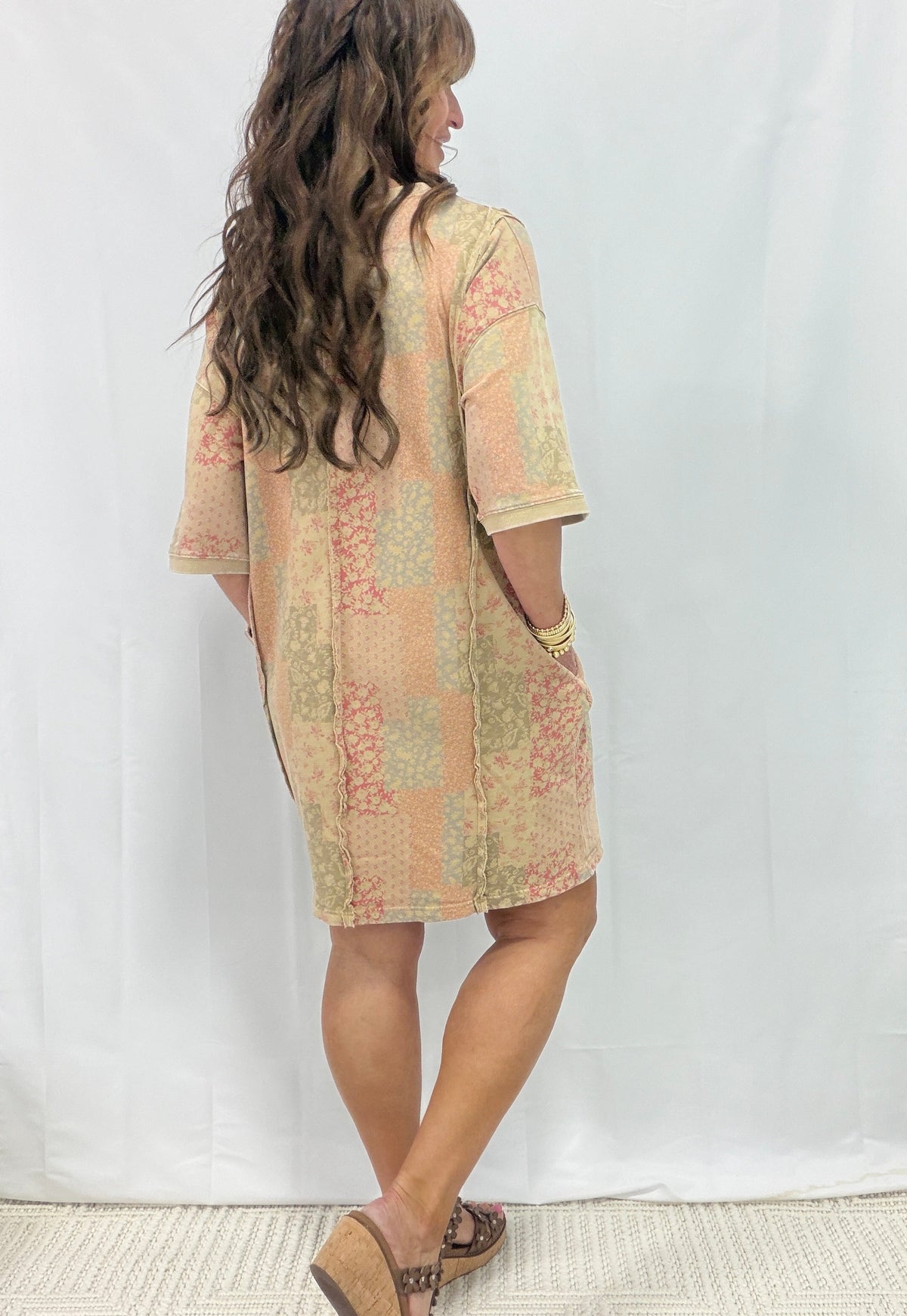 Patchwork Petals Mineral Washed Pullover Dress In 3 Colors