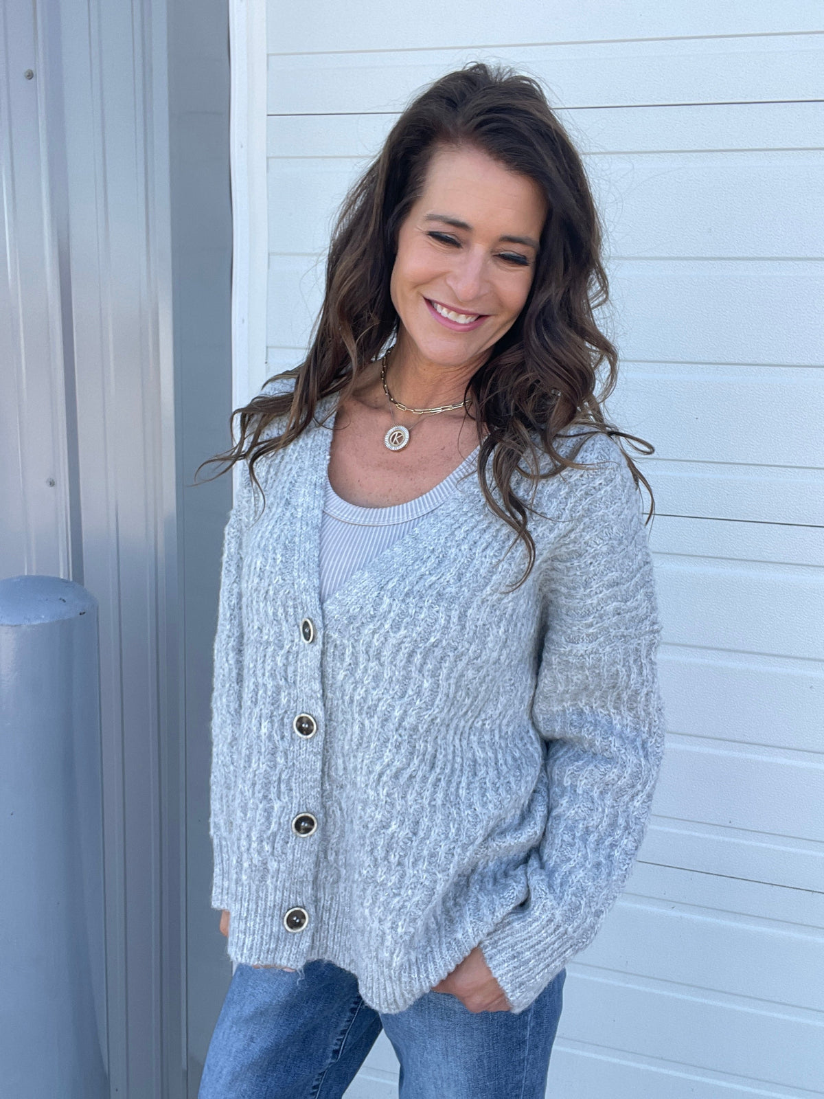 POL Oh So Chill Button Front Sweater Cardigan In 3 Colors: Ivory, Grey, Red *Final Sale*