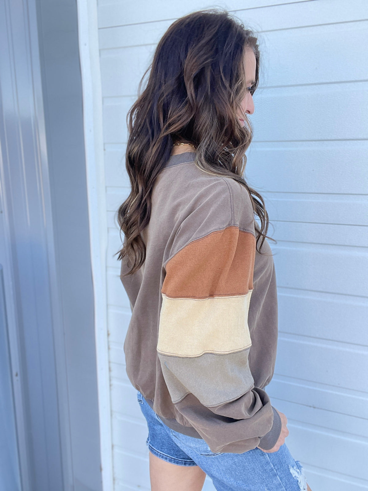 Crash Course Color Block Knit Pullover In 2 Colors: Mauve, Grey *Final Sale*