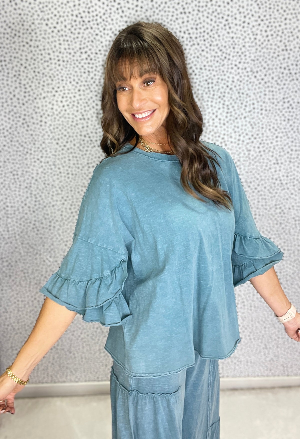 Breeze Ruffle Mineral Wash Top in 3 Colors
