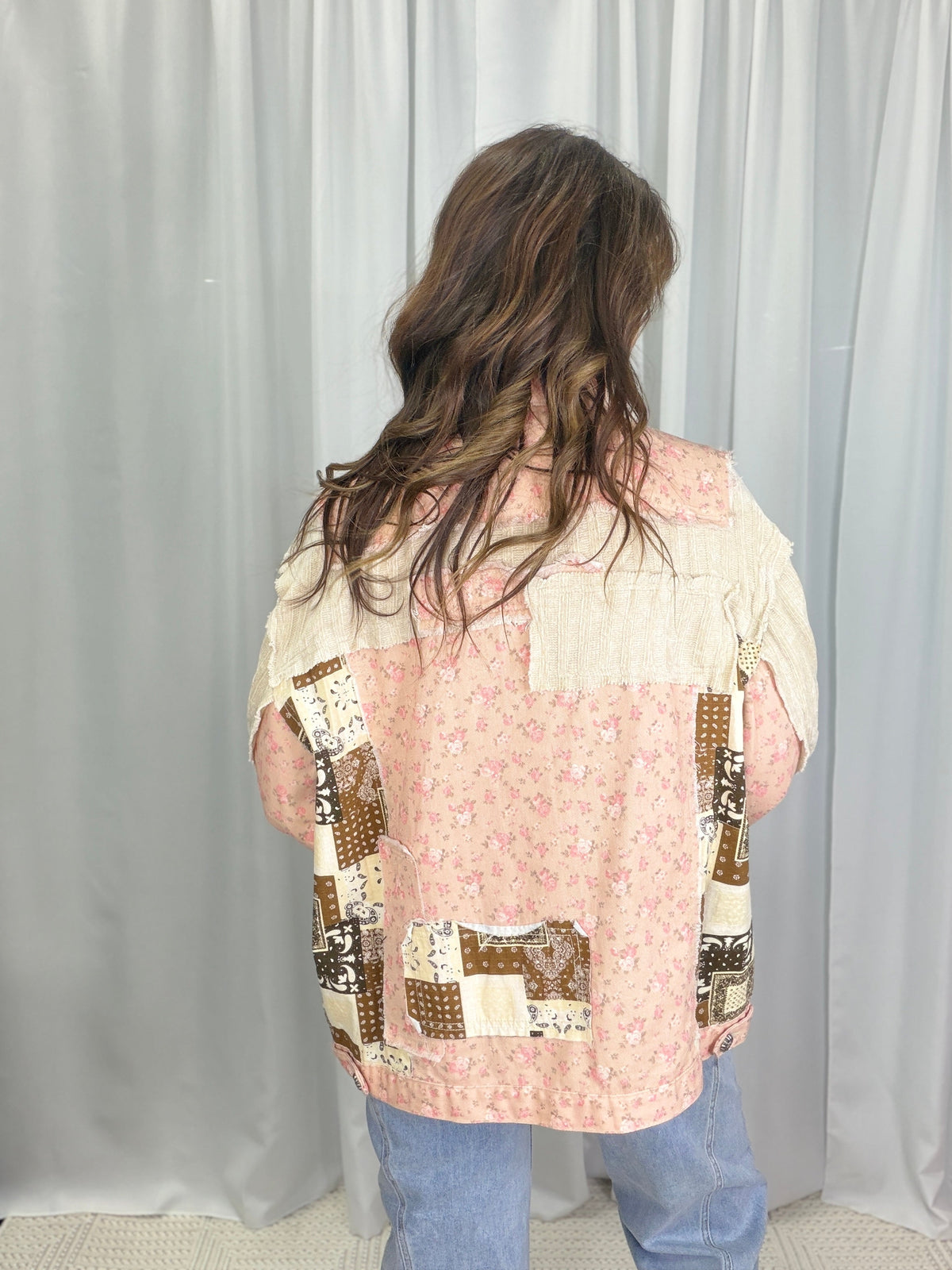 POL Sweet Rebellion Floral Pattern Jacket In Sand