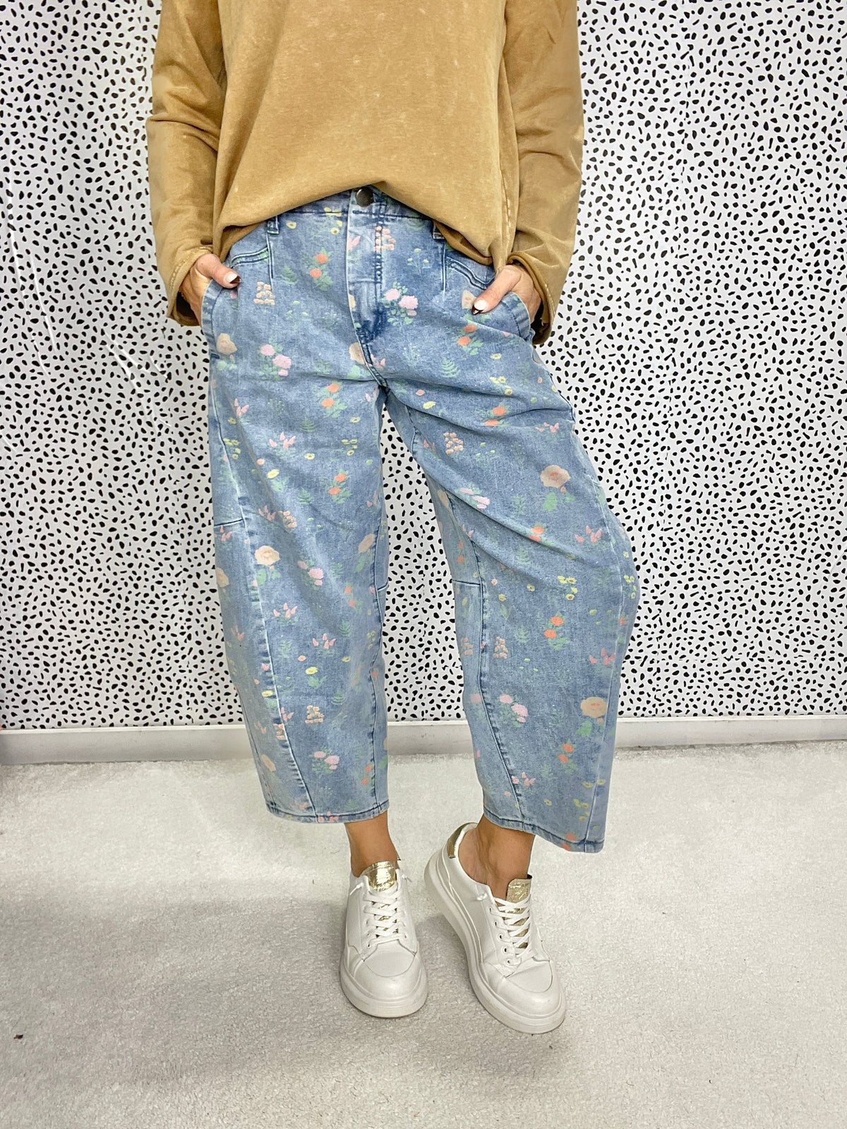 Garden Dream Floral Print Barrel Pants In 2 Colors