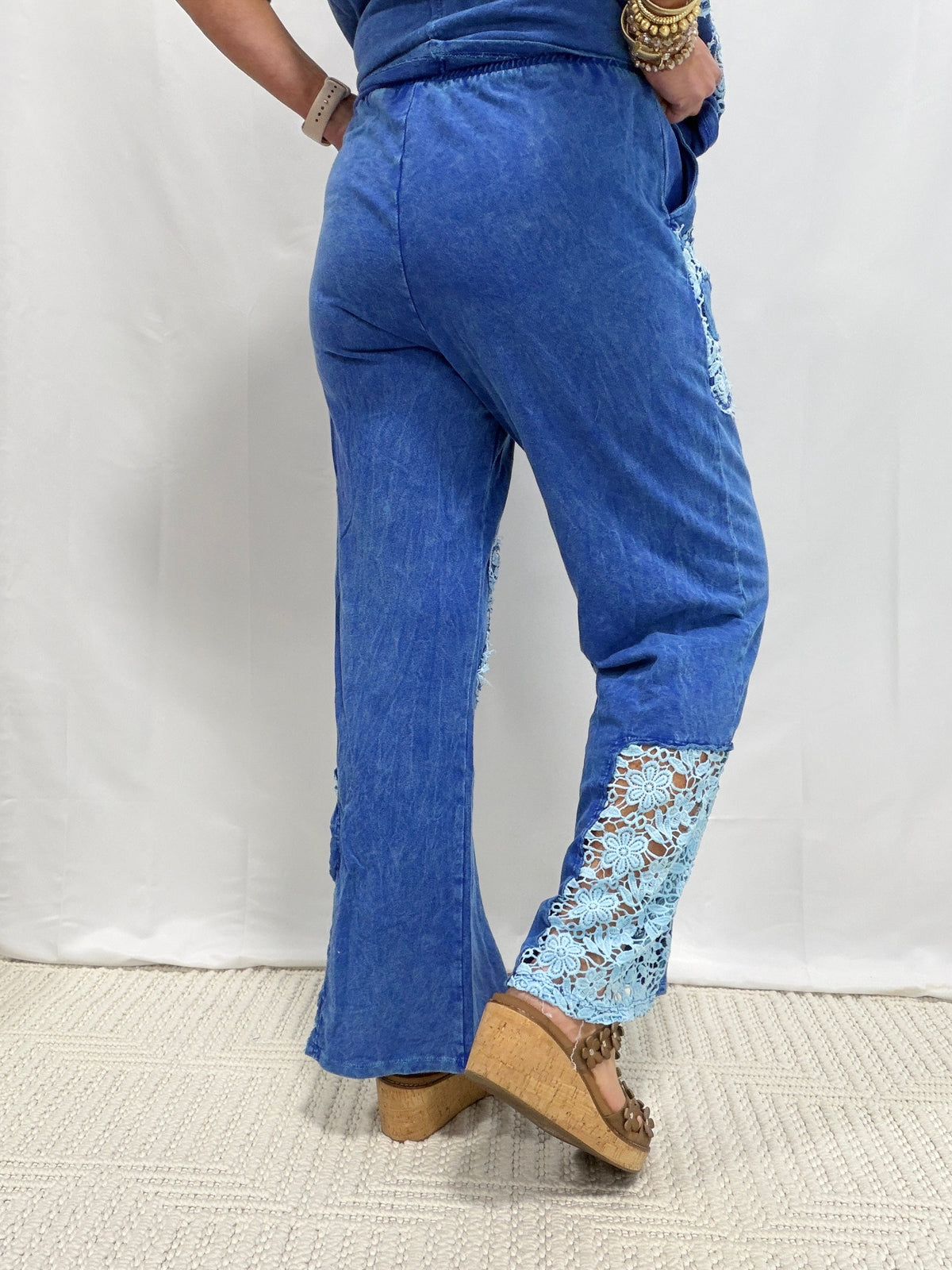 Floral Fun Crochet Patched Pants In 4 Colors