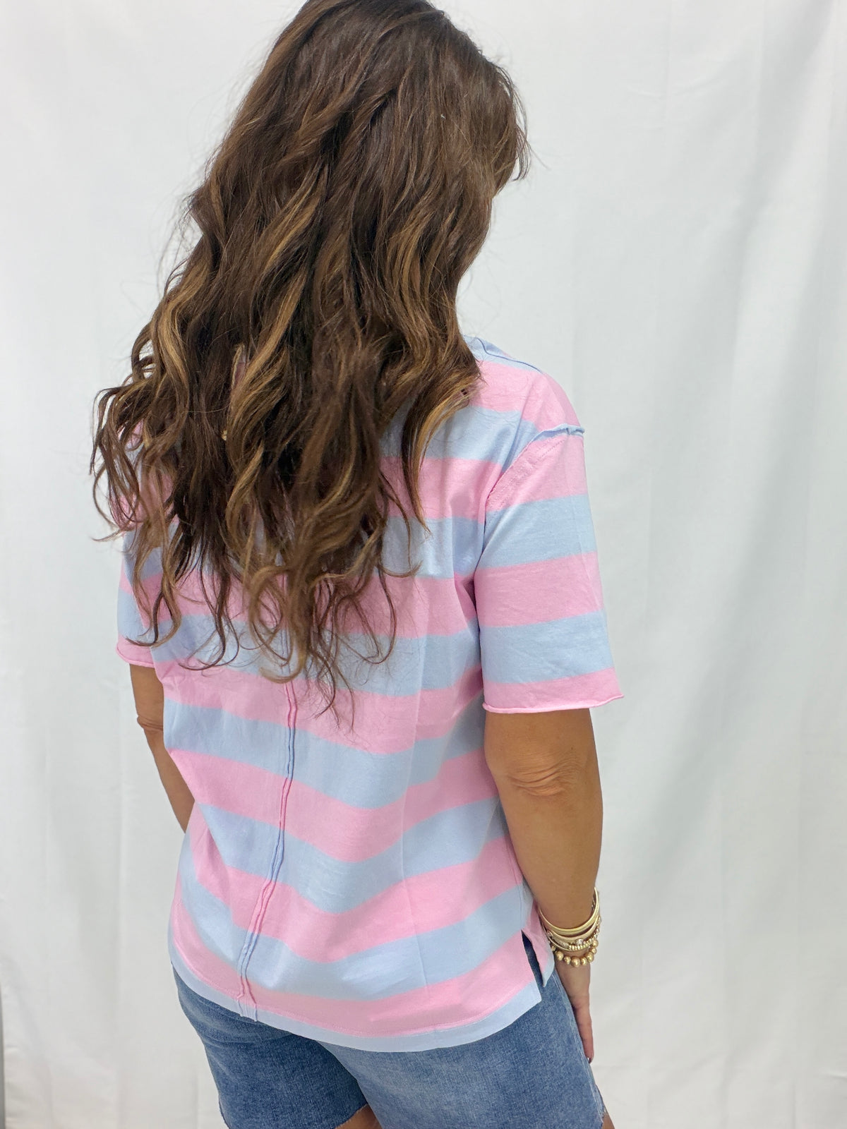 See It Through Striped Short Sleeve Top In 2 Colors