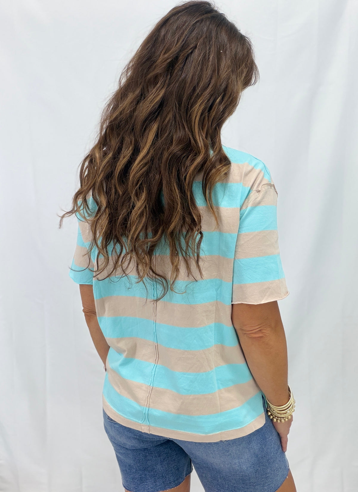 See It Through Striped Short Sleeve Top In 2 Colors