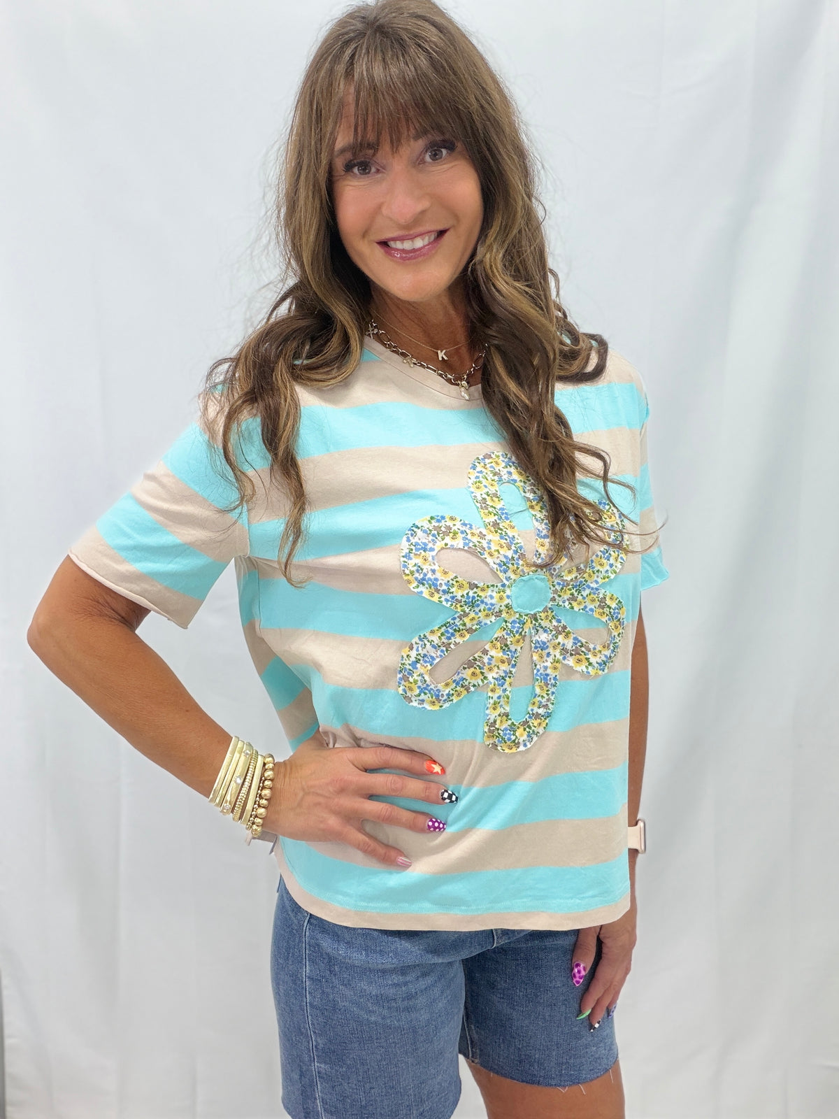 See It Through Striped Short Sleeve Top In 2 Colors