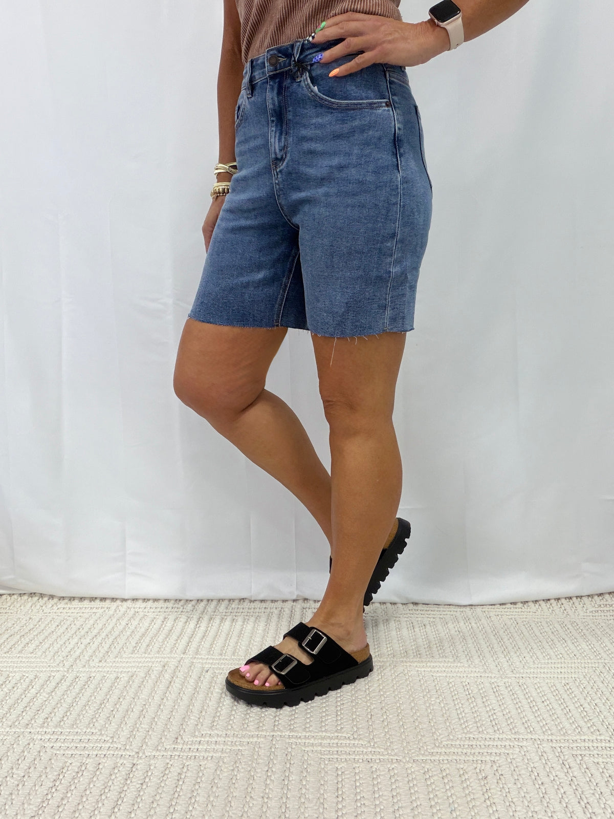 Mica High Vintage Raw Hem Bermuda Shorts 423